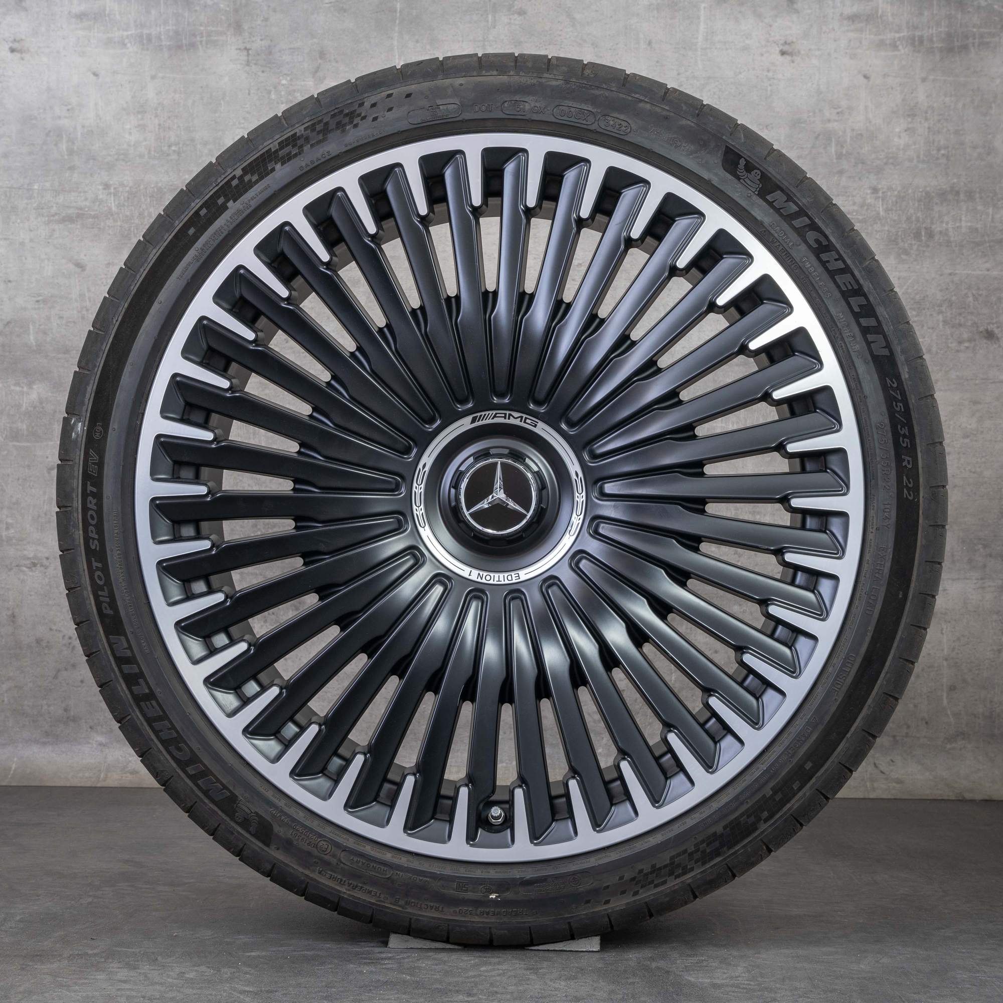 Originale AMG Mercedes Benz EQS 53 cerchi auto 22 pollici V297 gomme estive A2974011800 nero opaco