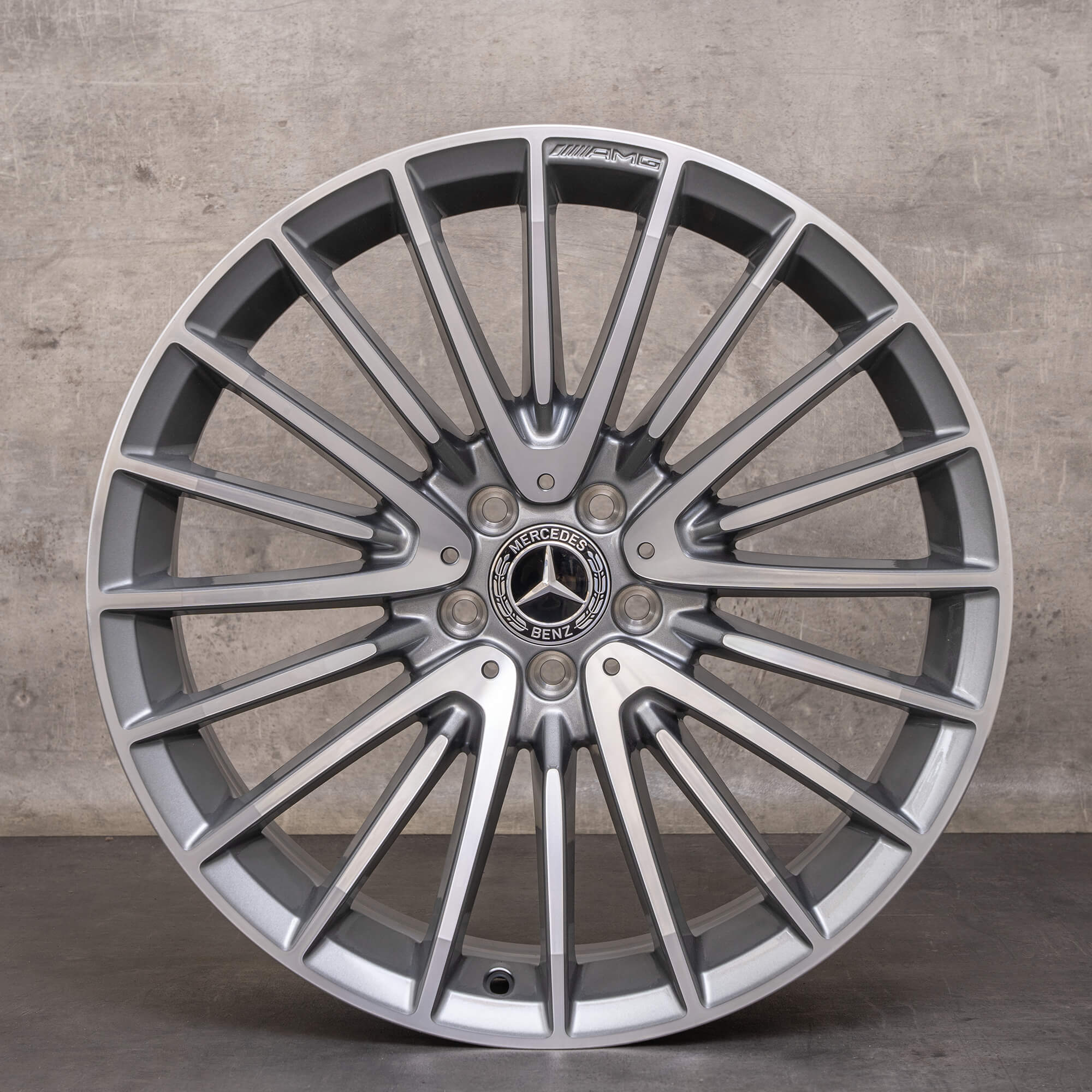 Original Mercedes Benz AMG CLS 53 4Matic fälgar 20 tum C257 A2574014200 A2574014300 himalaya grå högblank svarvad