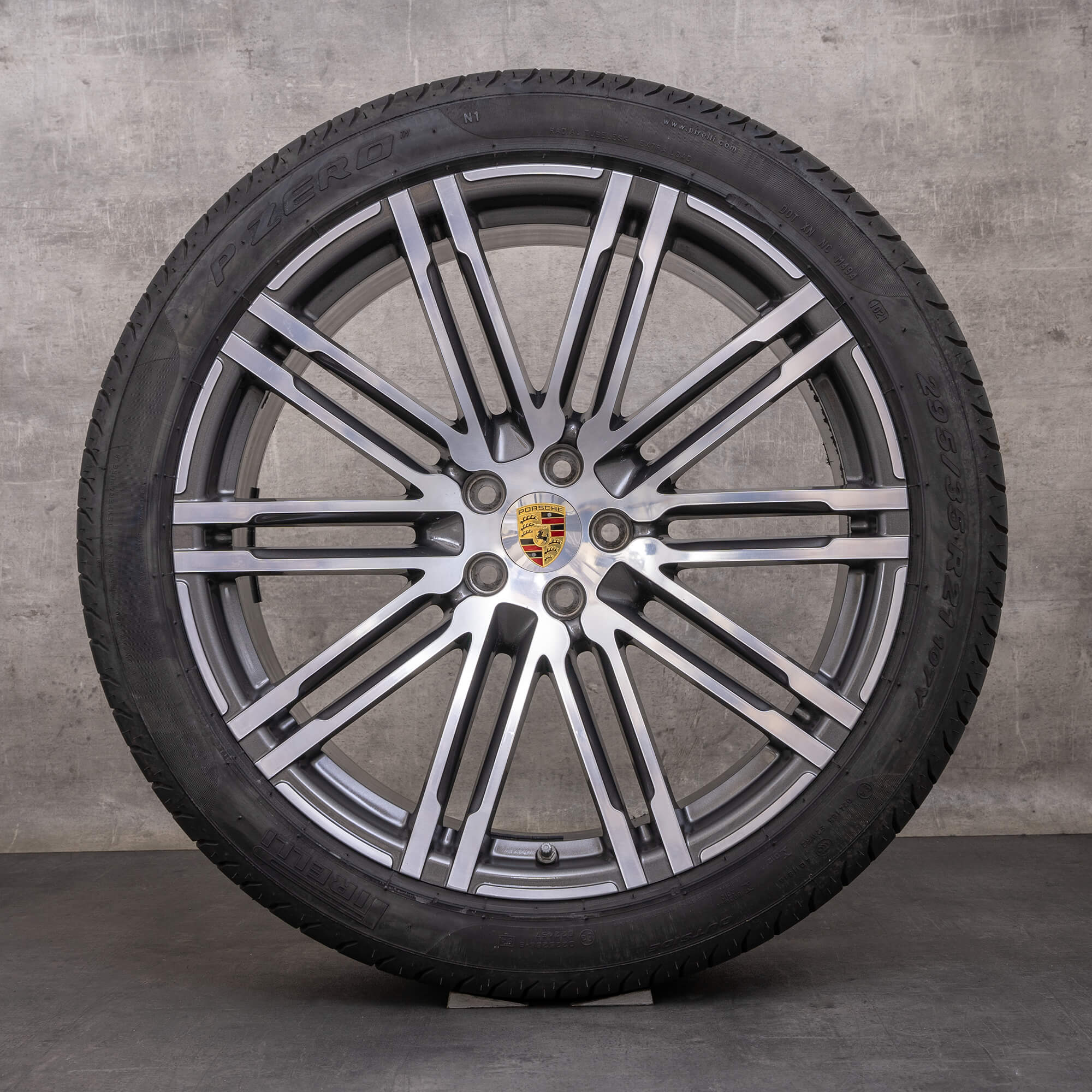 Original Porsche Macan I Felgen 21 Zoll Sommerräder 95B601025AT 95B601025BA titan glanzgedreht