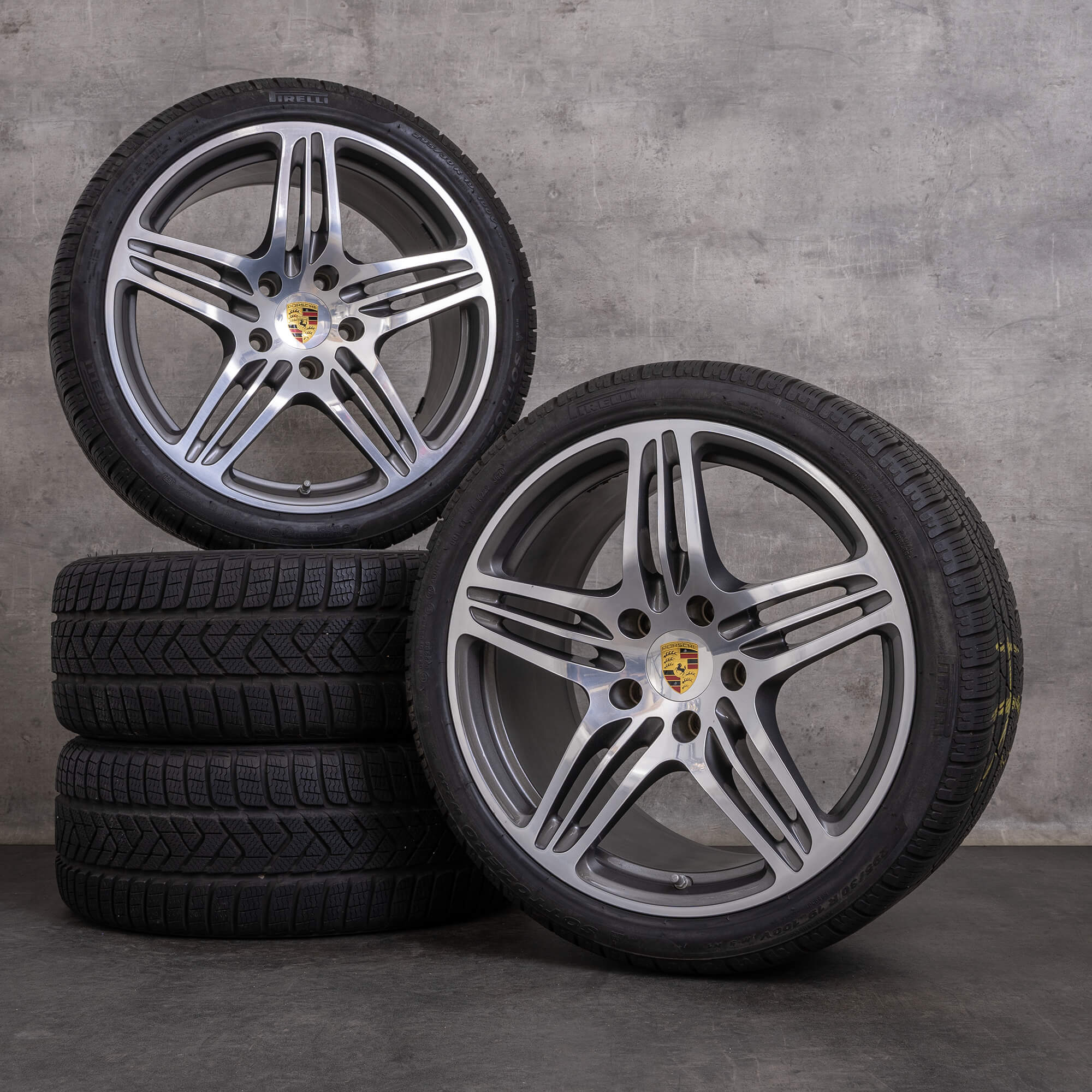 Alkuperäiset Porsche 911 talvirenkaat 19 tuuman 997 vanteet 99736215602 99736216209 titaani kiillotettu