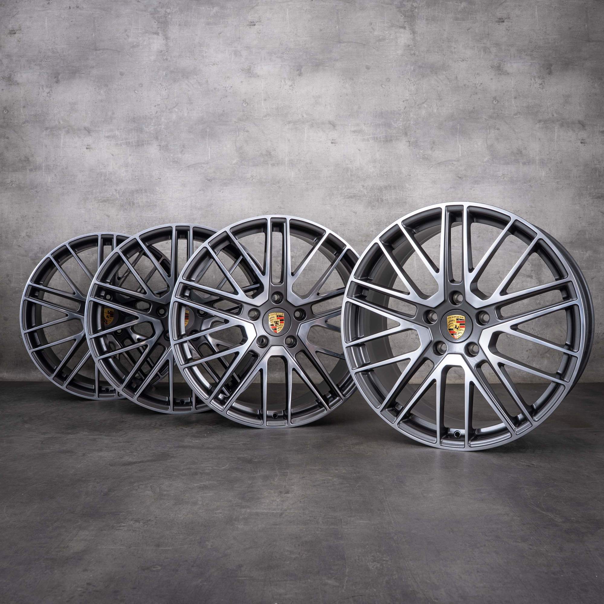 Jante originale Porsche Panamera 971 de 21 inci 971601025AL 971601025AN Design 911 Turbo, titan diamantat
