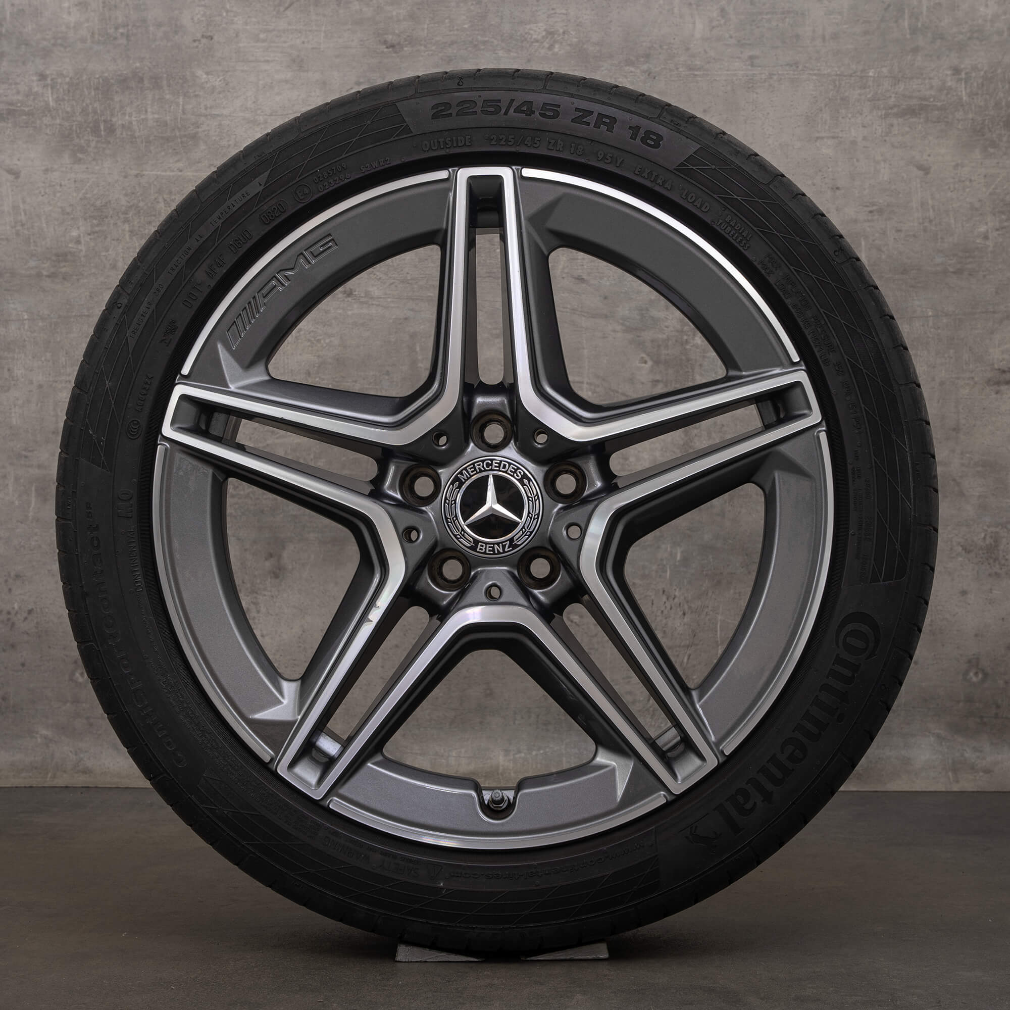 Alkuperäiset AMG Mercedes Benz C Class C43 vanteet 18 tuumaa C450 Sport W205 S205 C205 A205 kesävanteet A2054019900 A2054019600 himalajan harmaa