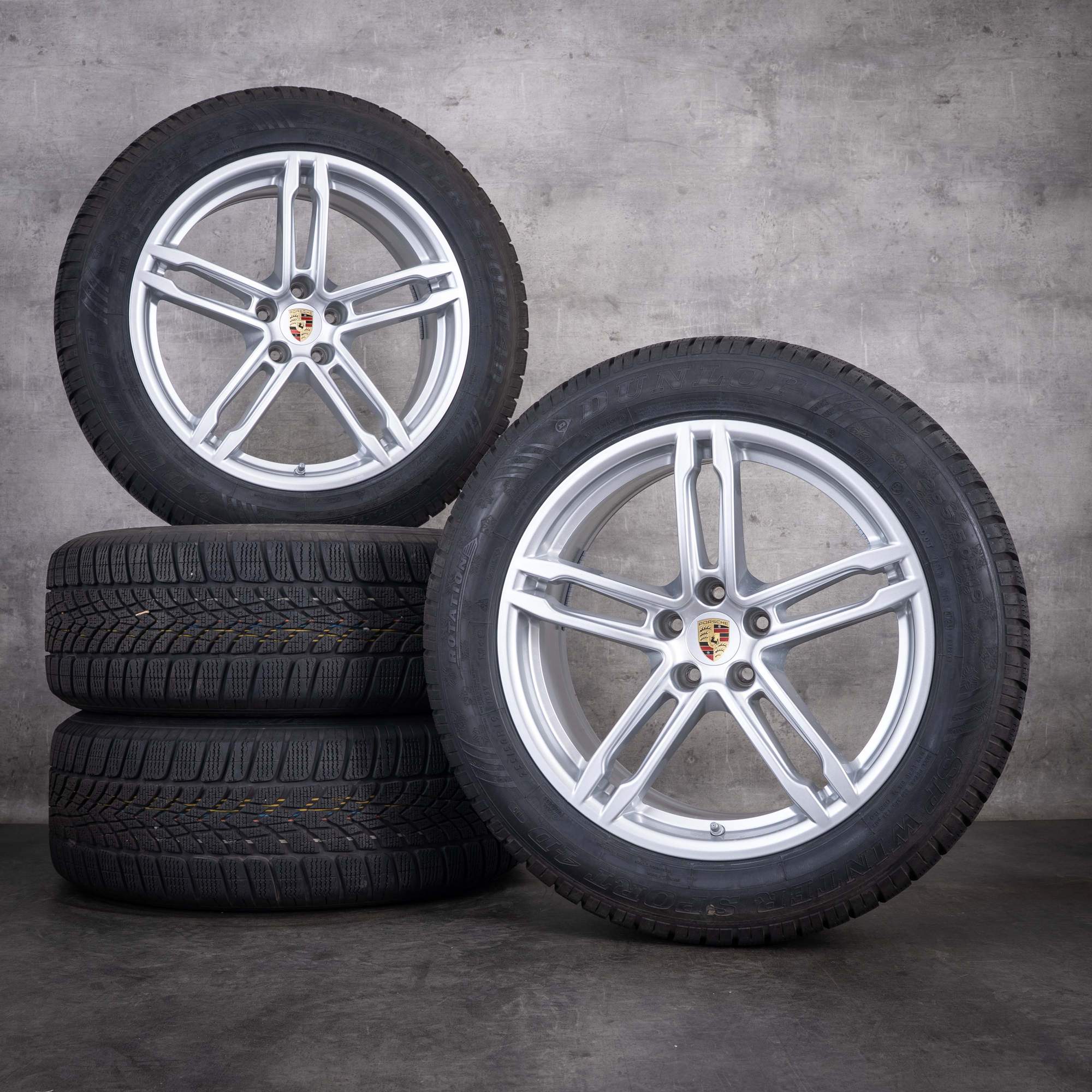 Pneumatiques hiver d'origine Porsche Macan 19 pouces II III, référence 95B044650A, argent brillant