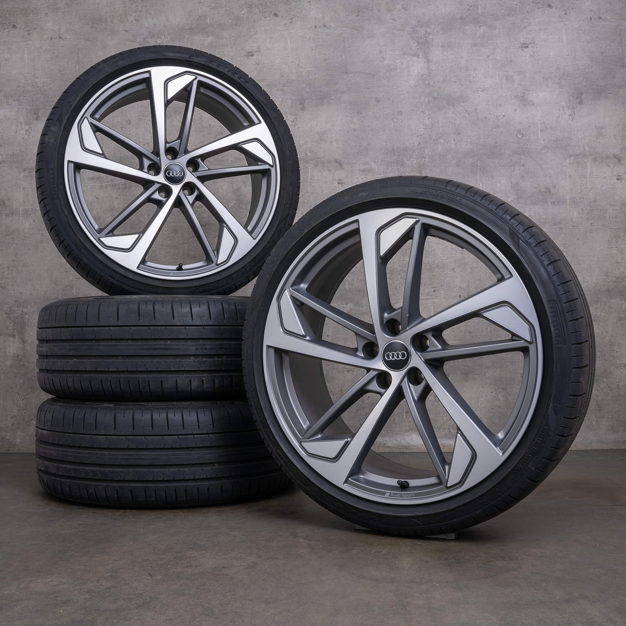 Originale Audi A7 S7 felger 21-tommers 4K C8 sommerhjul 4K8601025S titan matt blank dreide