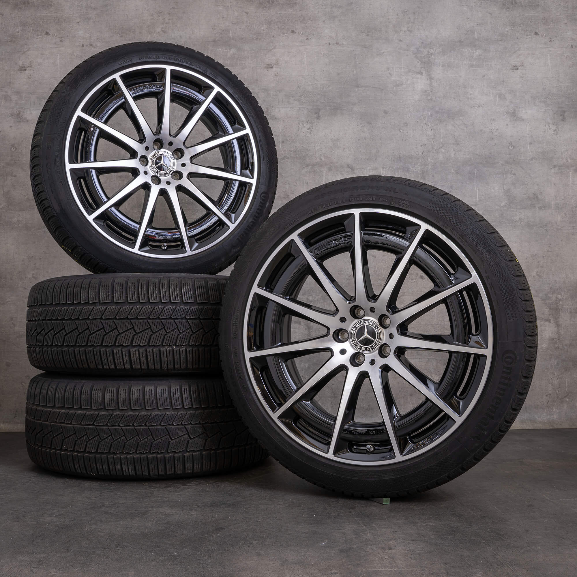 Oryginalne koła zimowe Mercedes Benz EQS & 53 AMG 21 cali 4Matic V297 Felgi A2974011400 czarne Polerowane