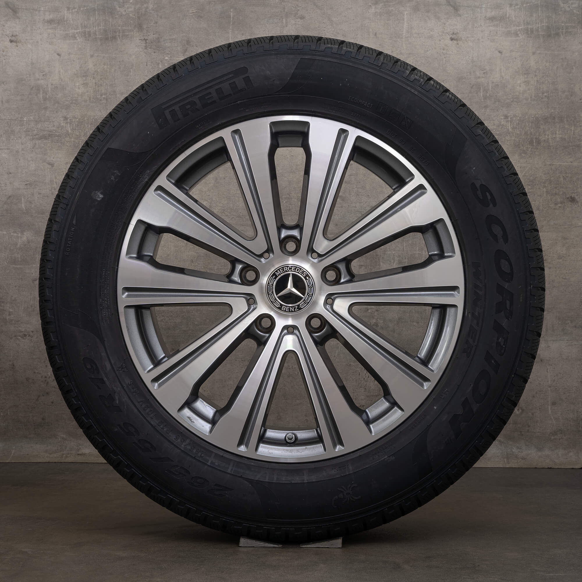 Original zimní pneu s disky Mercedes Benz třídy G 19" ráfky na auto W463 A4634011100 himalaya šedé lesklé soustružené NOVÉ