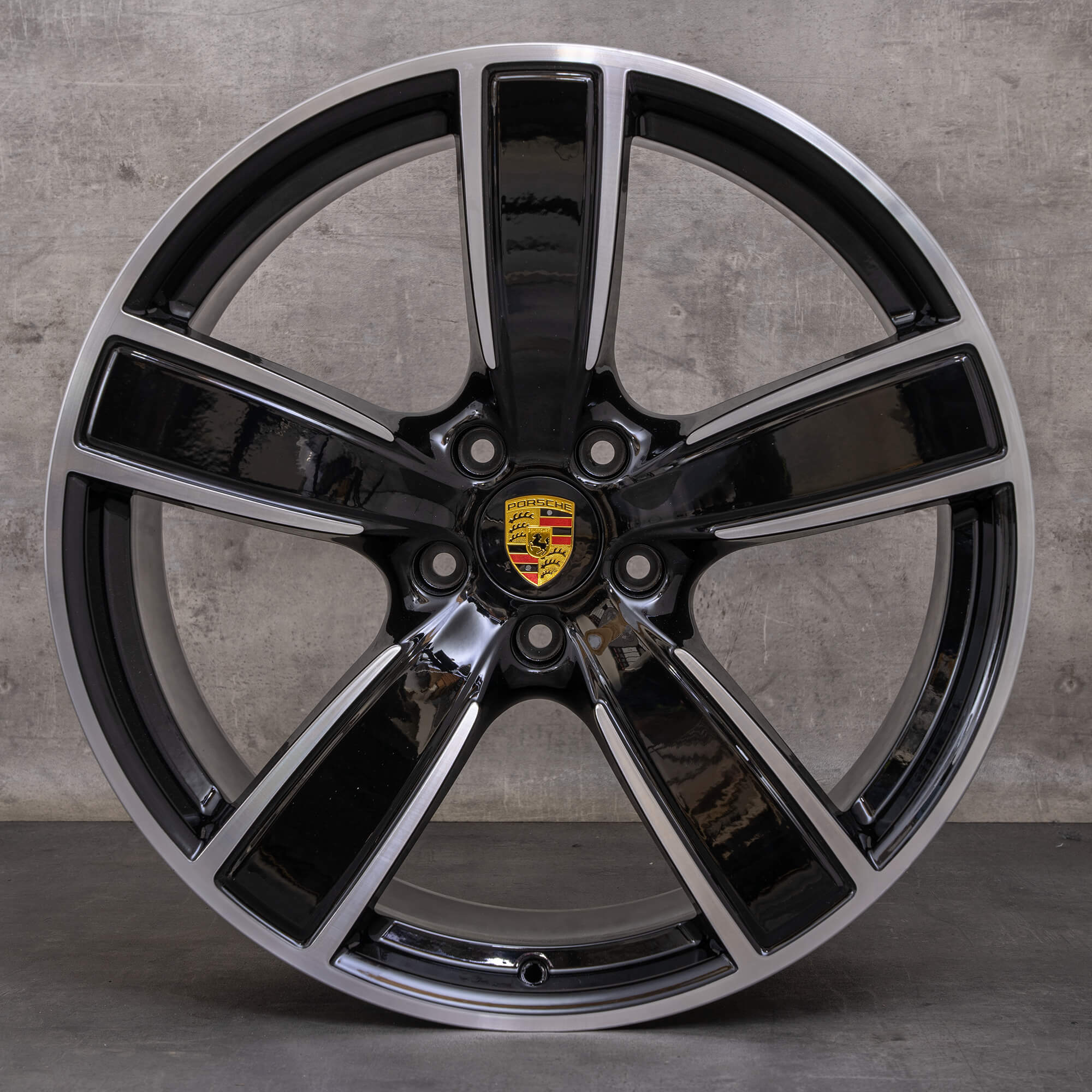 Originele Porsche Cayenne velgen 22 inch 9YA Coup & S GTS E-Hybrid Turbo GT 9Y3601025AP 9Y0601025T zwart gepolijst