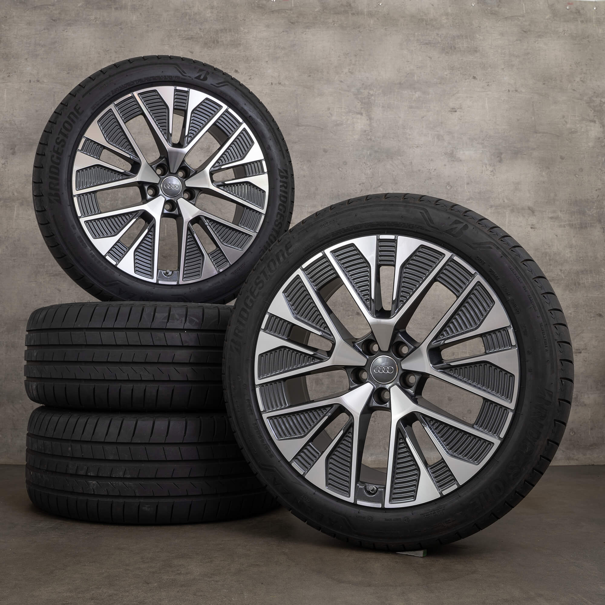 OEM Audi Q8 e-tron rims 21 inch GE Sportback summer wheels 4KE601025AE titanium gloss