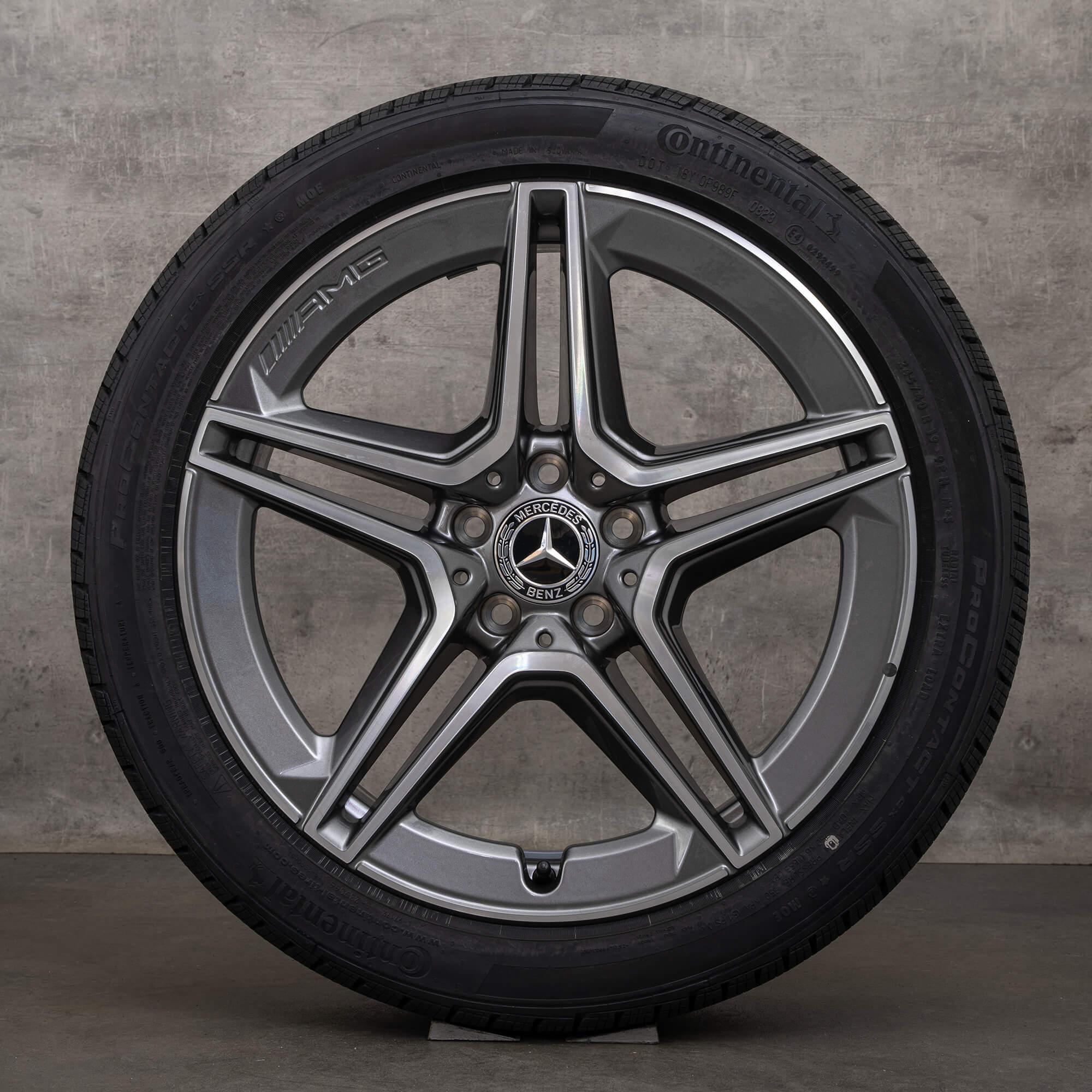 Originele Mercedes CLS AMG velgen 19 inch C257 all-weather banden A2574011500 himalayagrijs glanzend gedraaid NIEUW