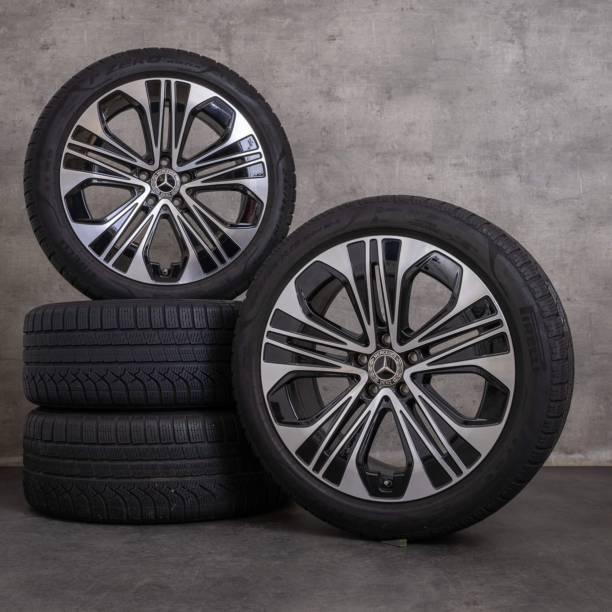 Alkuperäiset Mercedes Benz E-sarjan talvirenkaat 19 tuuman W214 S214 vanteet A2144012300 musta kiillotettu
