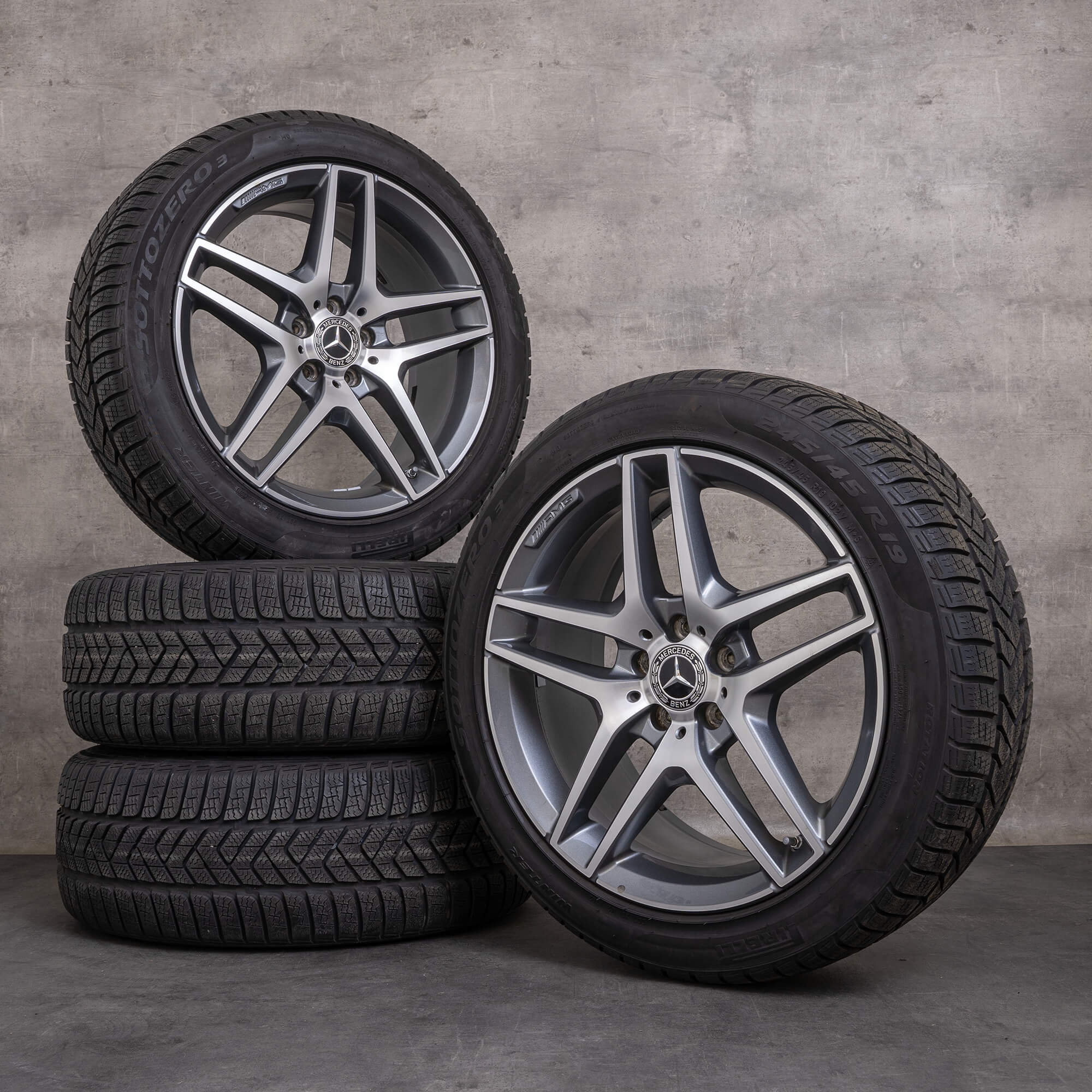 Jantes de inverno Mercedes Benz Classe S AMG 19 polegadas W222 A217 C217 jantes A2224010000 himalaia cinzento brilhante torneado