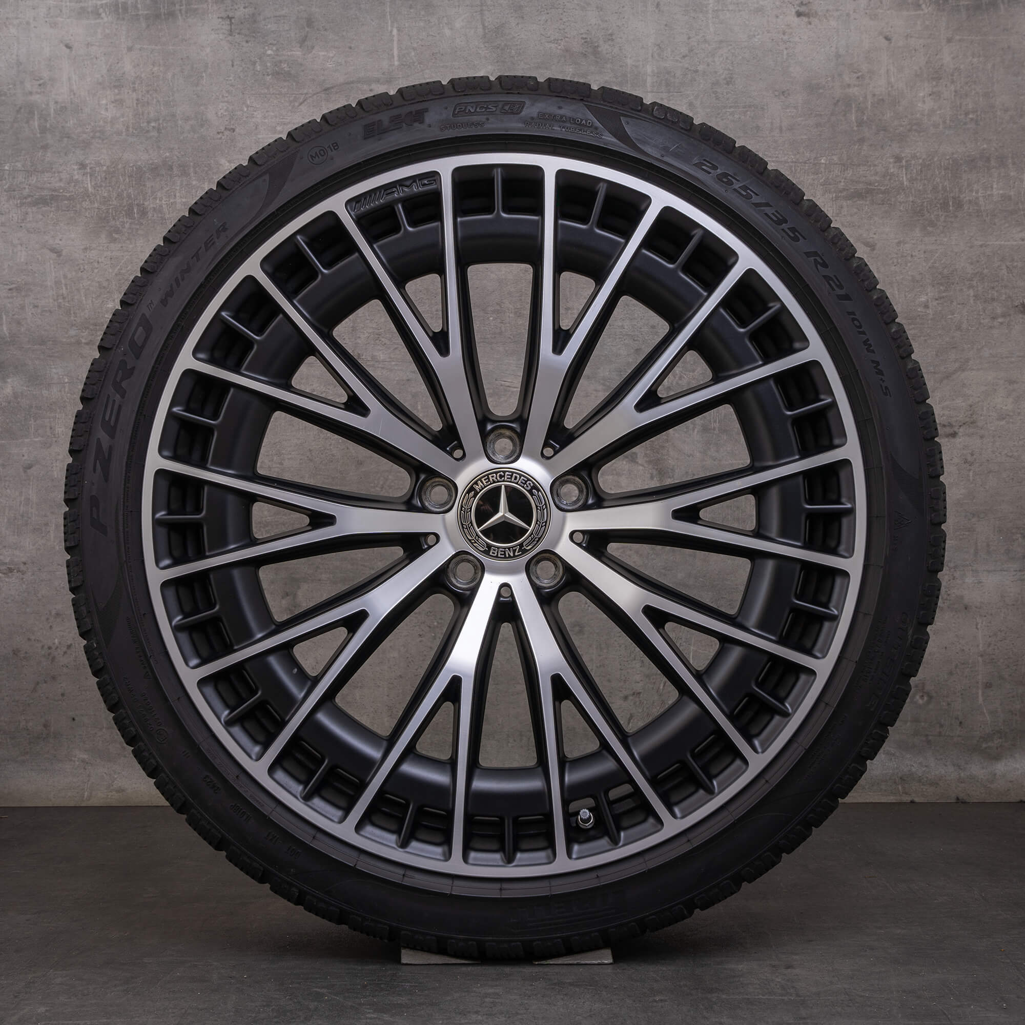 Oryginał Mercedes Benz EQE 43 53 AMG koła zimowe 21 cali V295 4Matic felgi A2954012900 A2954013000 czarny mat Polerowane wykończenie