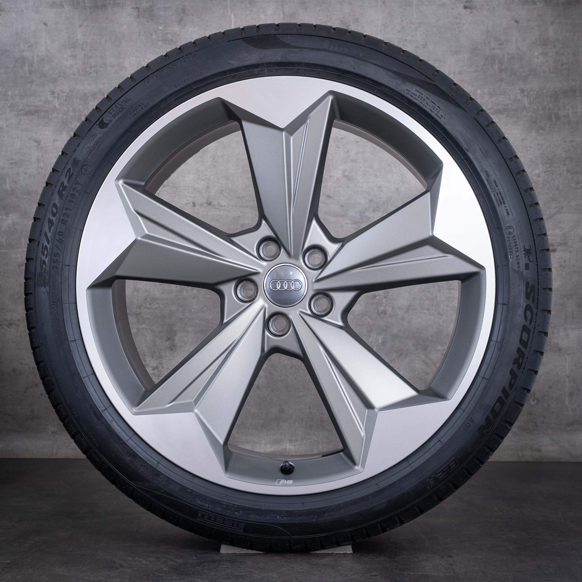 Original Audi Q4 Sportback SUV Felgen 21 Zoll Sommerreifen Rotor Evo 89A601025 89A601025R titan matt rand glanzgedreht