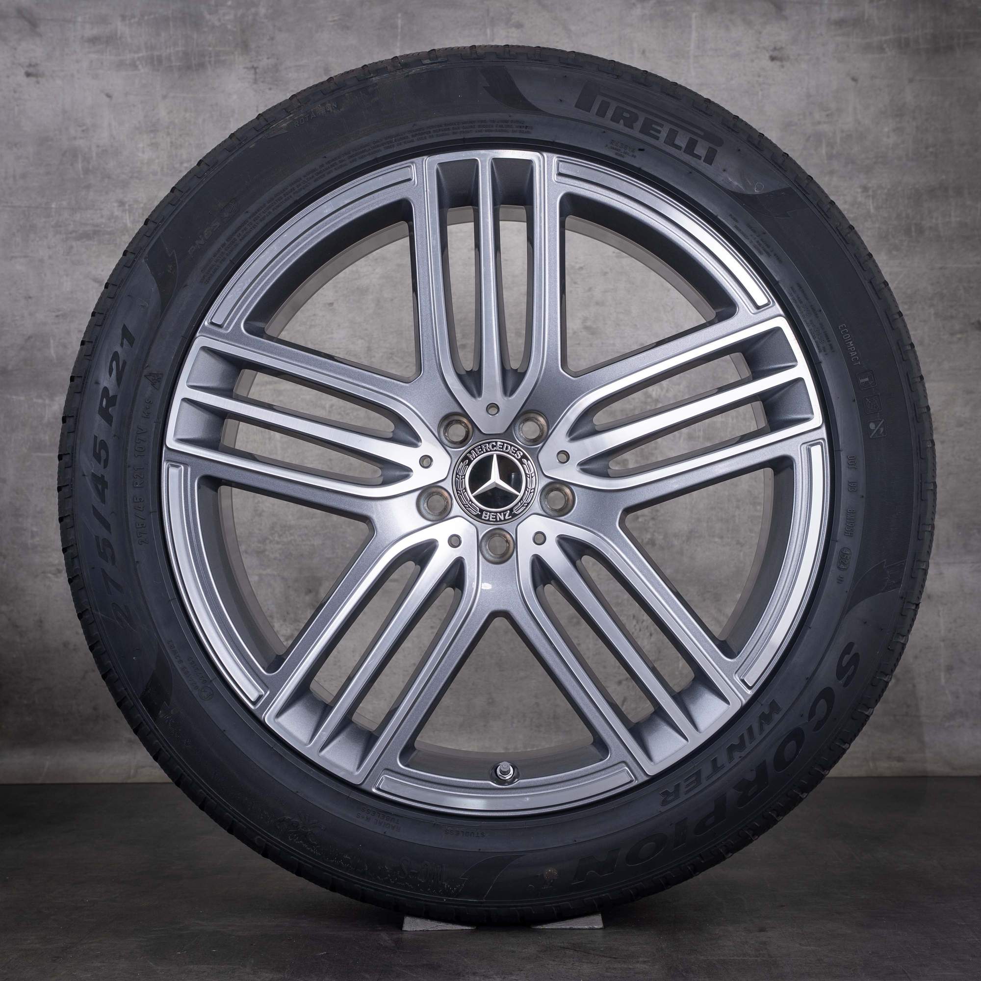Originale Mercedes-Benz GLS vinterhjul 21 tommer X167-fælge A1674015100 A1674015300 himalaya grey diamond cut foran - hjul 1 af 4