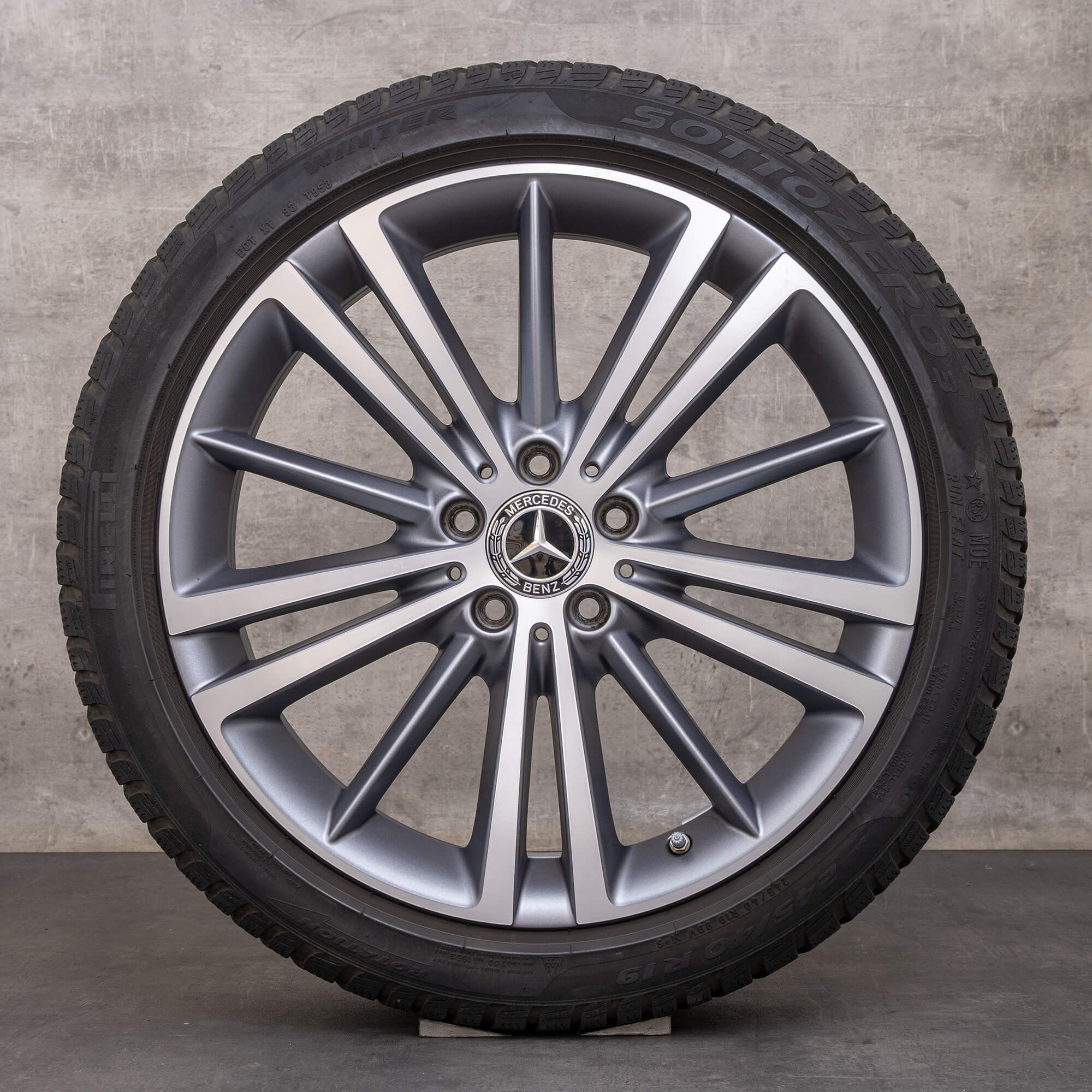 Orijinal Mercedes Benz CLS kış jantları 19 inç W257 C257 jantlar A2574010300 himalaya gri mat parlak tornalanmış