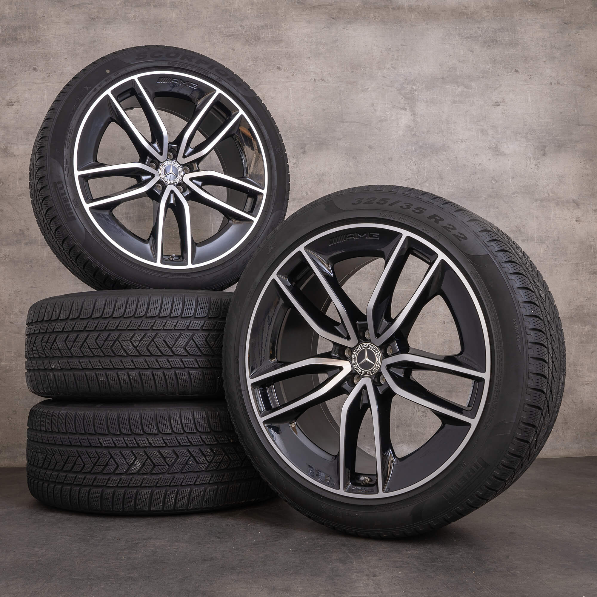 Orijinal Mercedes Benz GLE AMG kış jant lastik 22 inç C167 V167 jantlar A1674013600 A1674013700 siyah parlak tornalanmış