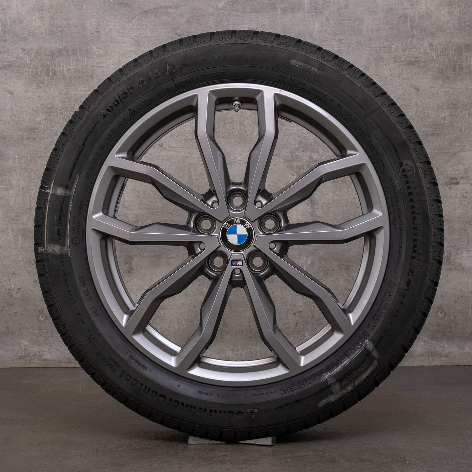 Original BMW X1 X2 vinterhjul 18-tommers F48 F39 felger styling 771 M 6877550 jerngrå