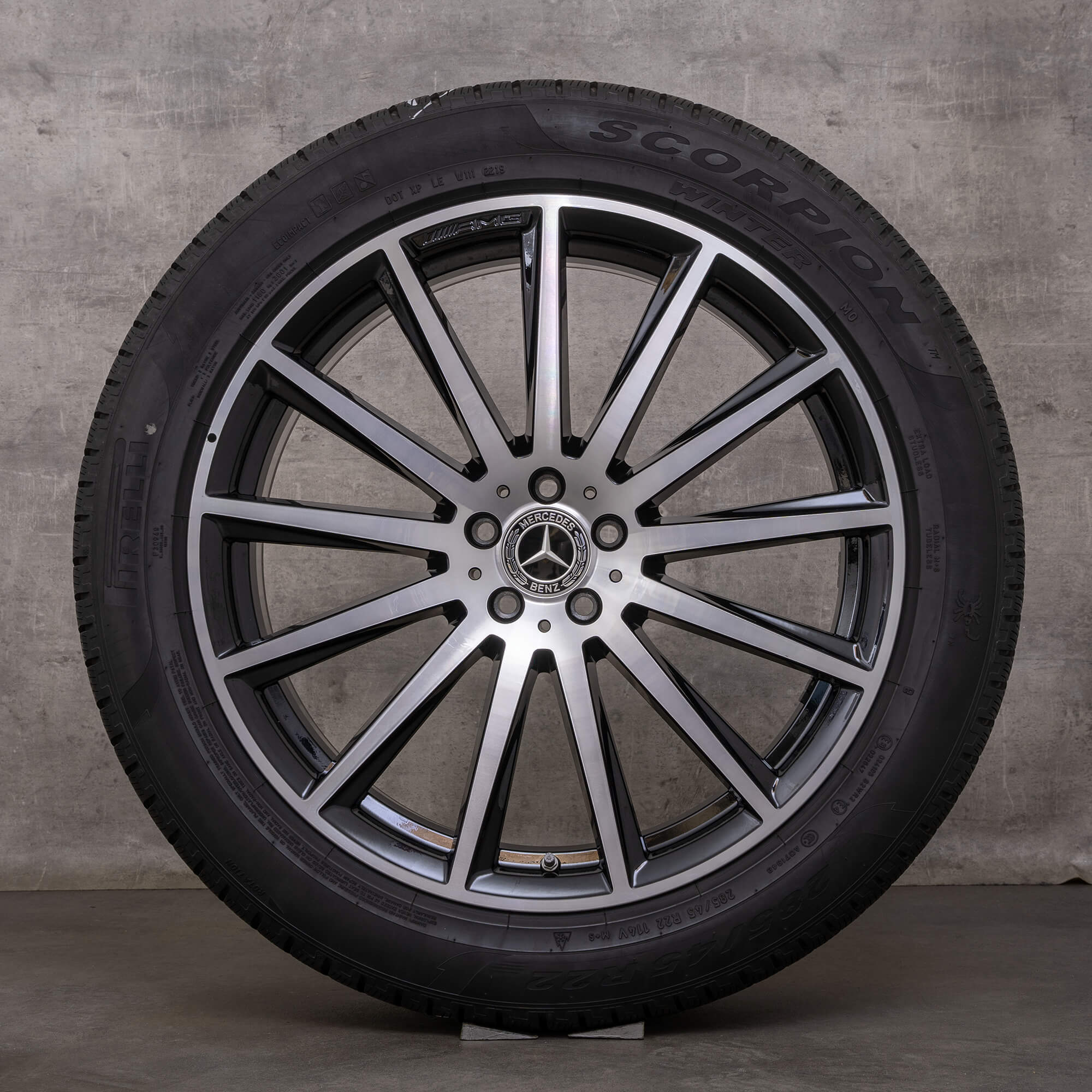 Orijinal Mercedes Benz GLS AMG kış jantları 22 inç X167 jantlar A1674017500 siyah parlak tornalanmış