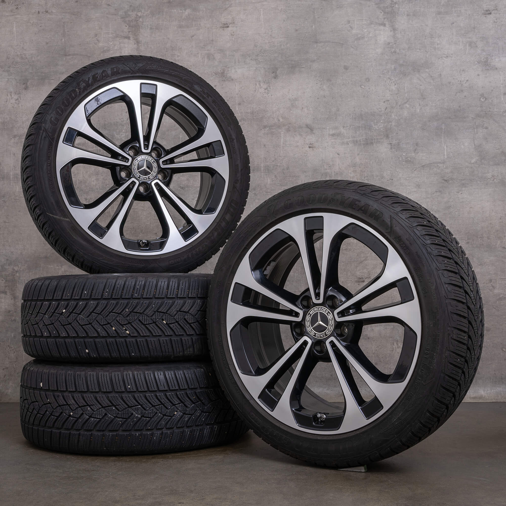 Alkuperäiset Mercedes Benz C-sarjan talvirenkaat 18 tuuman W206 S206 vanteet A2064016200 musta kiillotettu