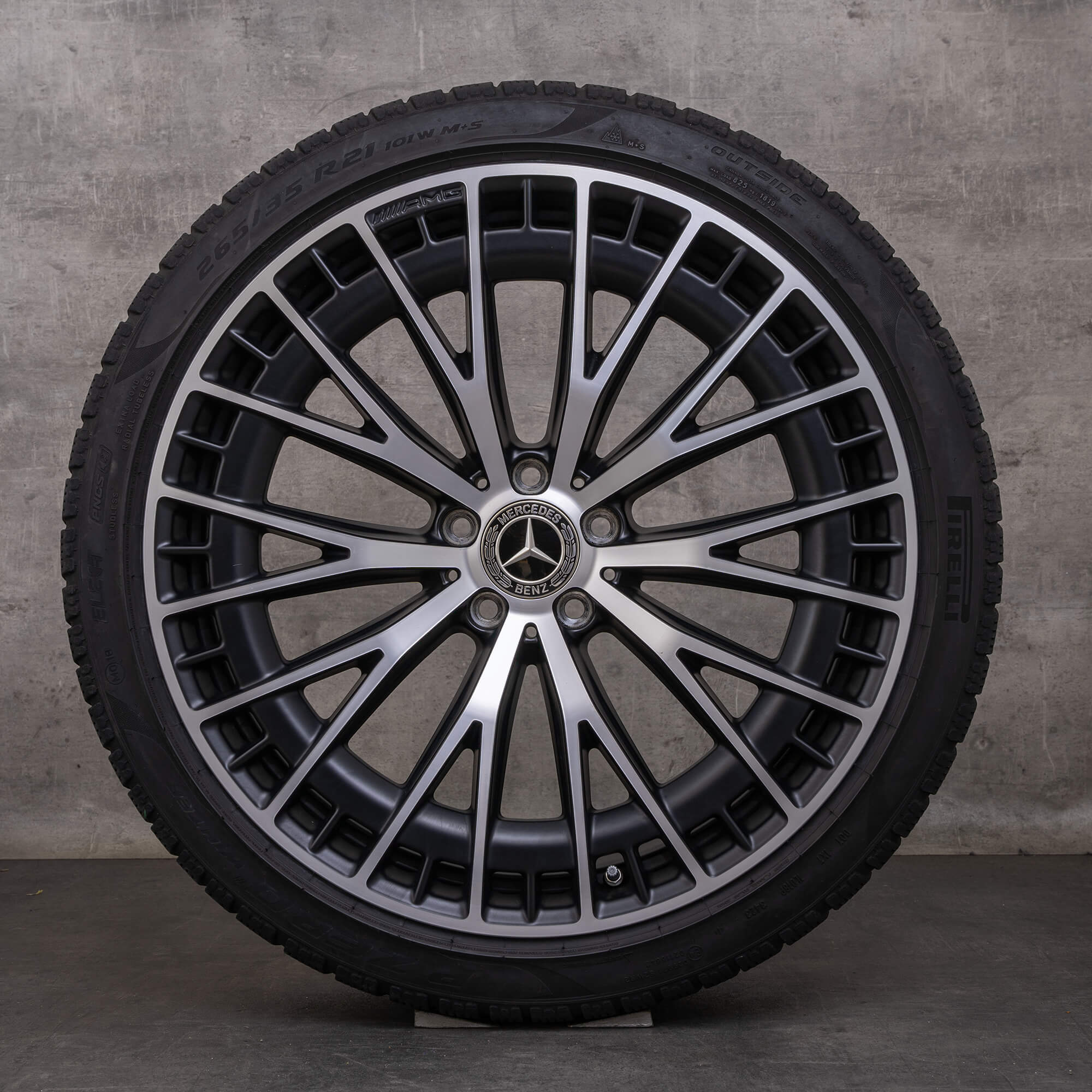 Oryginał Mercedes Benz EQE 43 53 AMG koła zimowe 21 cali V295 4Matic felgi A2954012900 A2954013000 czarny mat Polerowane wykończenie