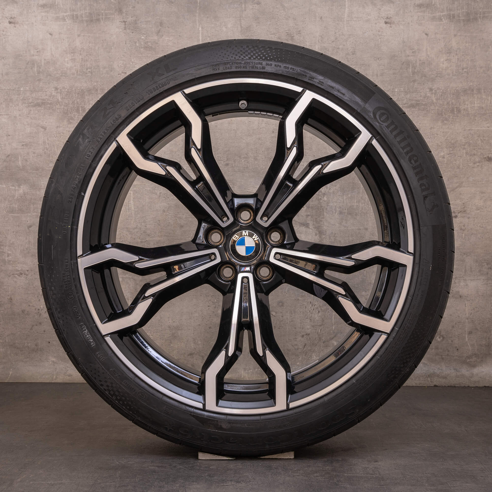 Originais BMW X3M X4M jantes e pneus inverno 21 polegadas F97 F98 estilo 765 M 8060041 8060042 preto brilhante virado