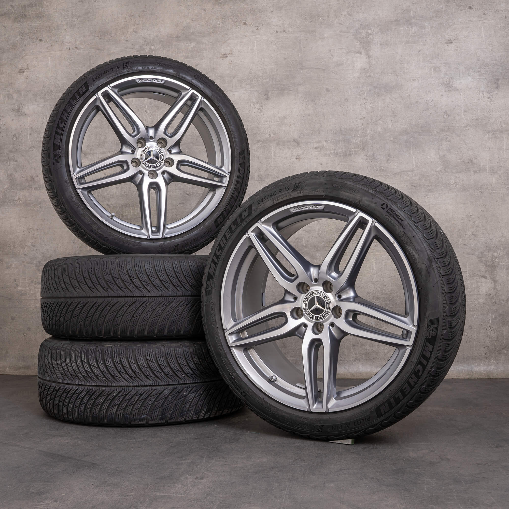 Originele AMG Mercedes Benz E-klasse E43 E53 wintervelgen 19 inch W213 S213 C238 A238 velgen A2134013800 A2134012000 himalayagrijs glanzend gedraaid