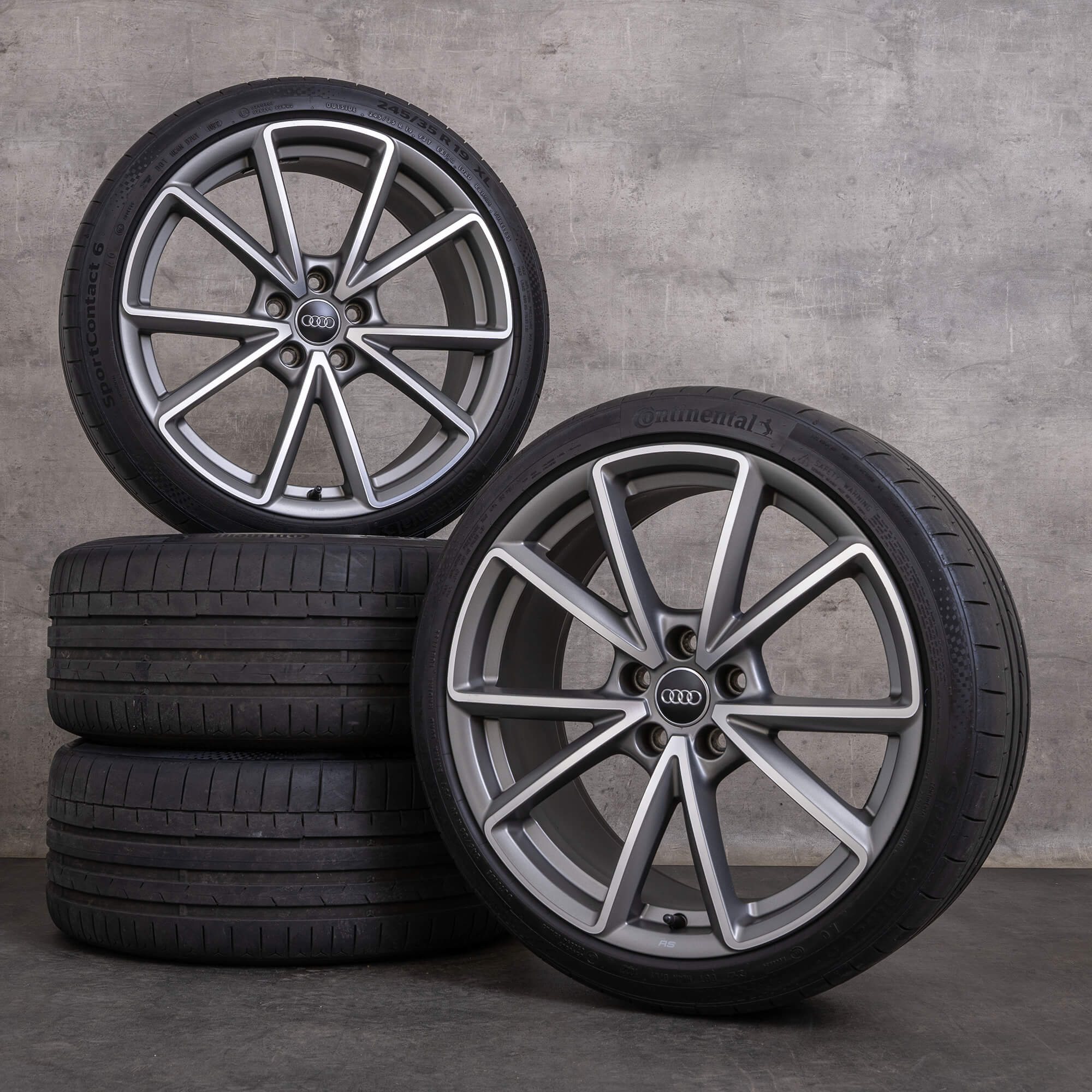 OEM Audi A4 S4 rims 19 inch B9 8W summer wheels 8W0601025BD titan matt glossy turned
