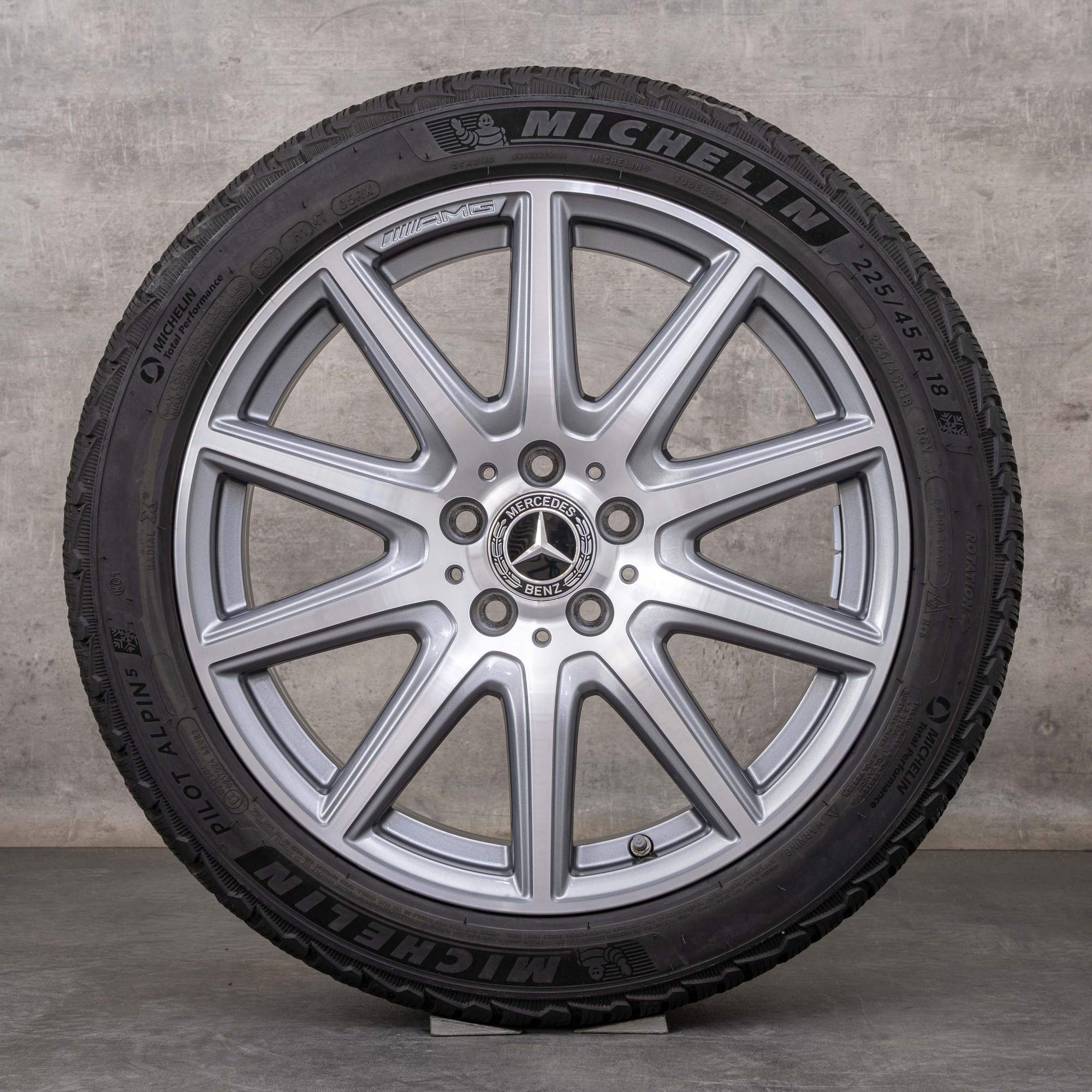Original Mercedes Benz A-Klasse AMG A45 & S CLA 35 45 Winterräder 18 Zoll W177 C118 Felgen A1774013900 himalaya grey glanzgedreht