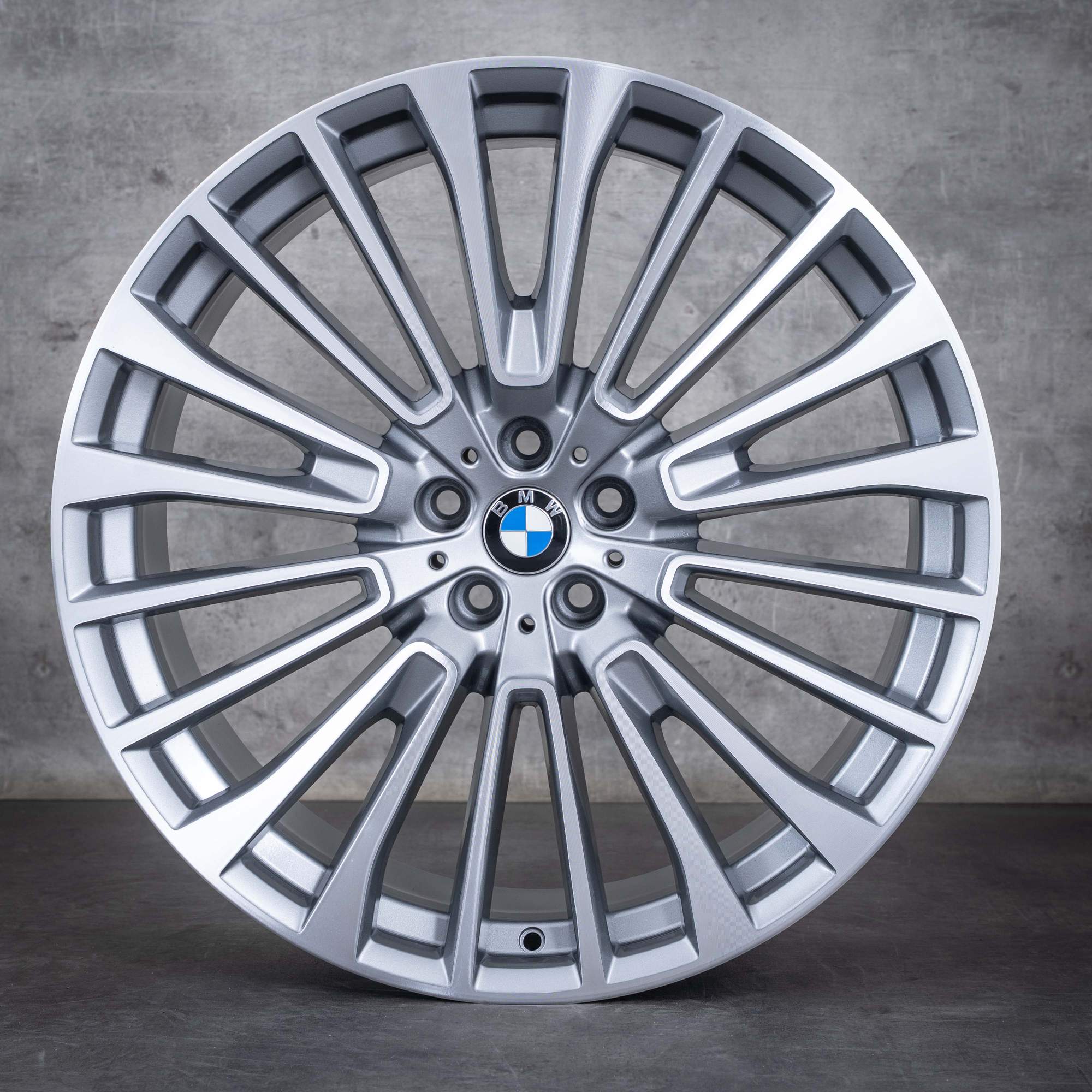 Originale BMW X7 felger 22 tommers G07 sommerhjul styling 757 6885144 6885463 jerngrå frontpolert