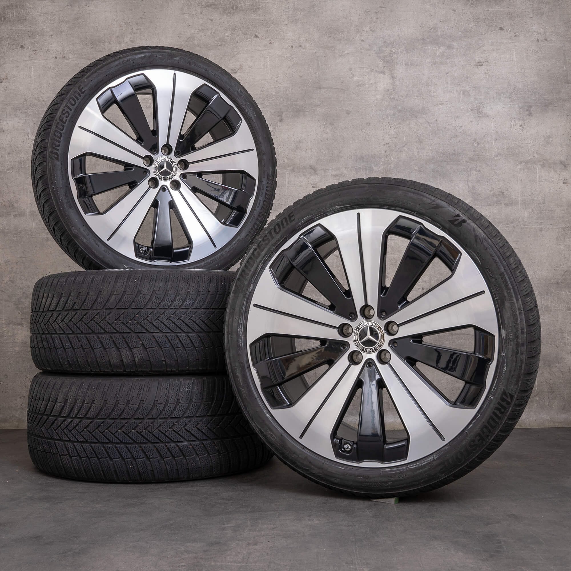 Original Mercedes Benz EQE Winterrdert 21 pulgadas X294 llantas A2974011000 negro brillante torneado