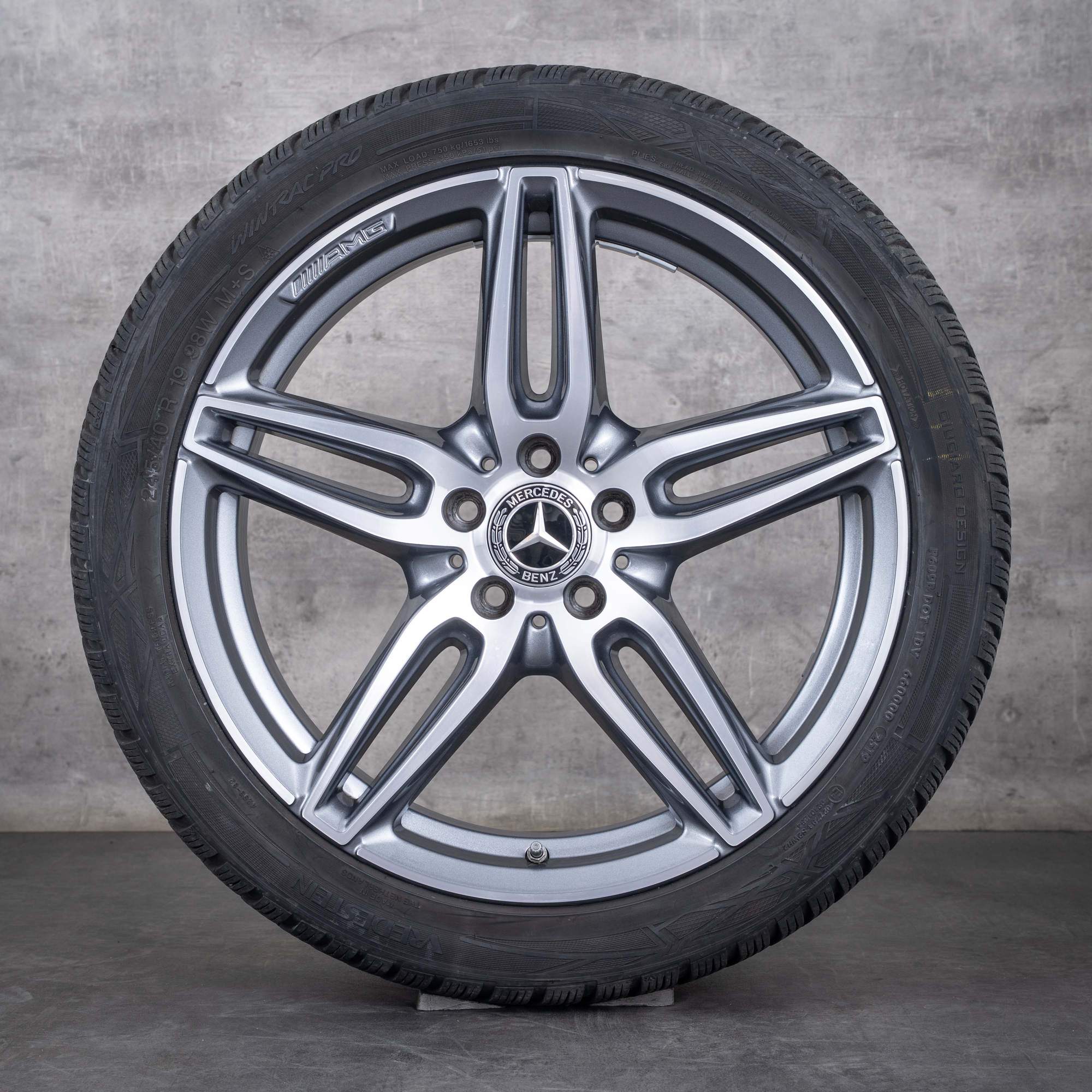 Original Mercedes Benz E-Klasse E53 AMG Winterräder 19 Zoll W213 S213 C238 A238 Felgen A2134013800 A2134012100 himalaya grey glanzgedreht