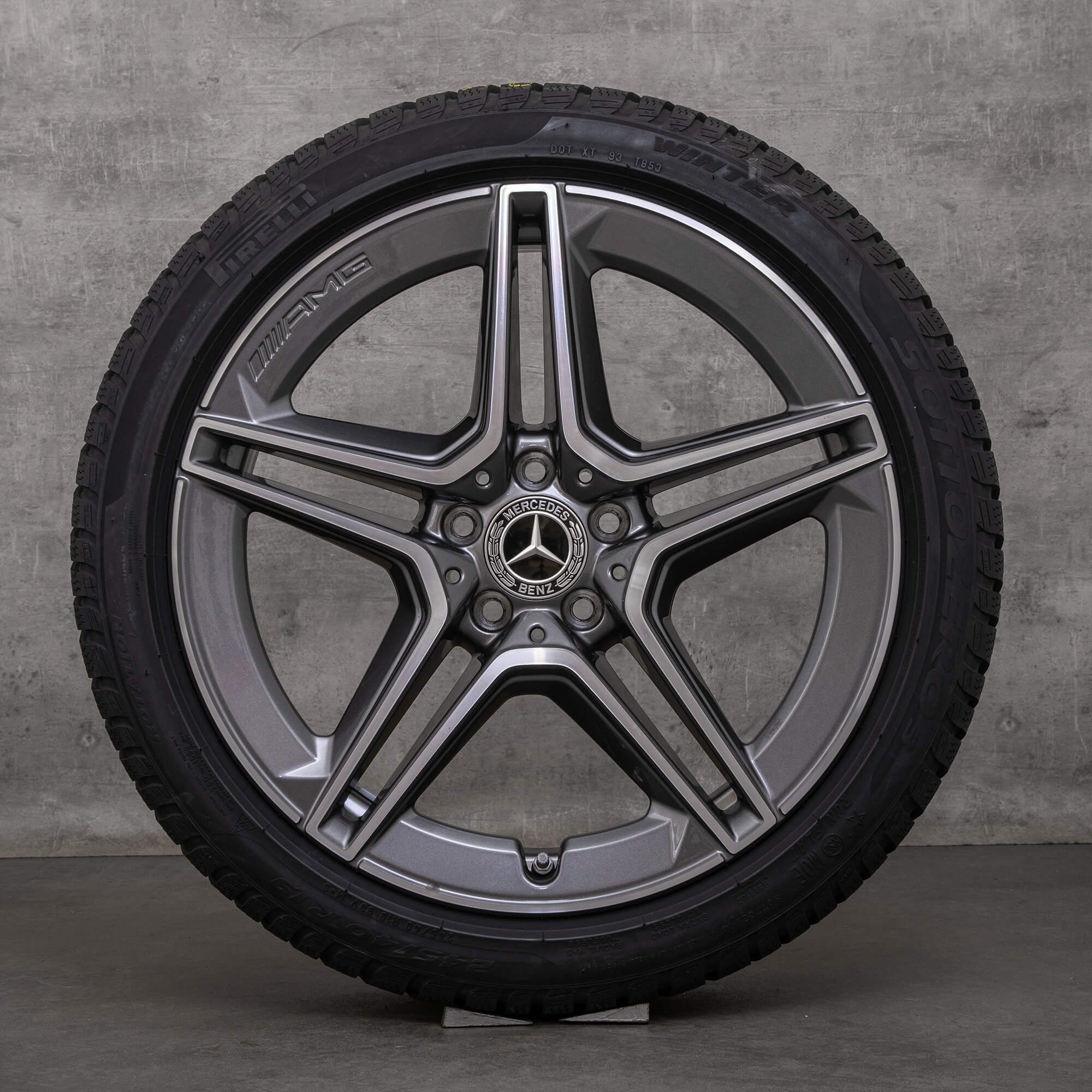 Original Mercedes Benz CLS AMG vinterhjul 19 tommer C257 fælge A2574011500 himalaya grå blank drejet