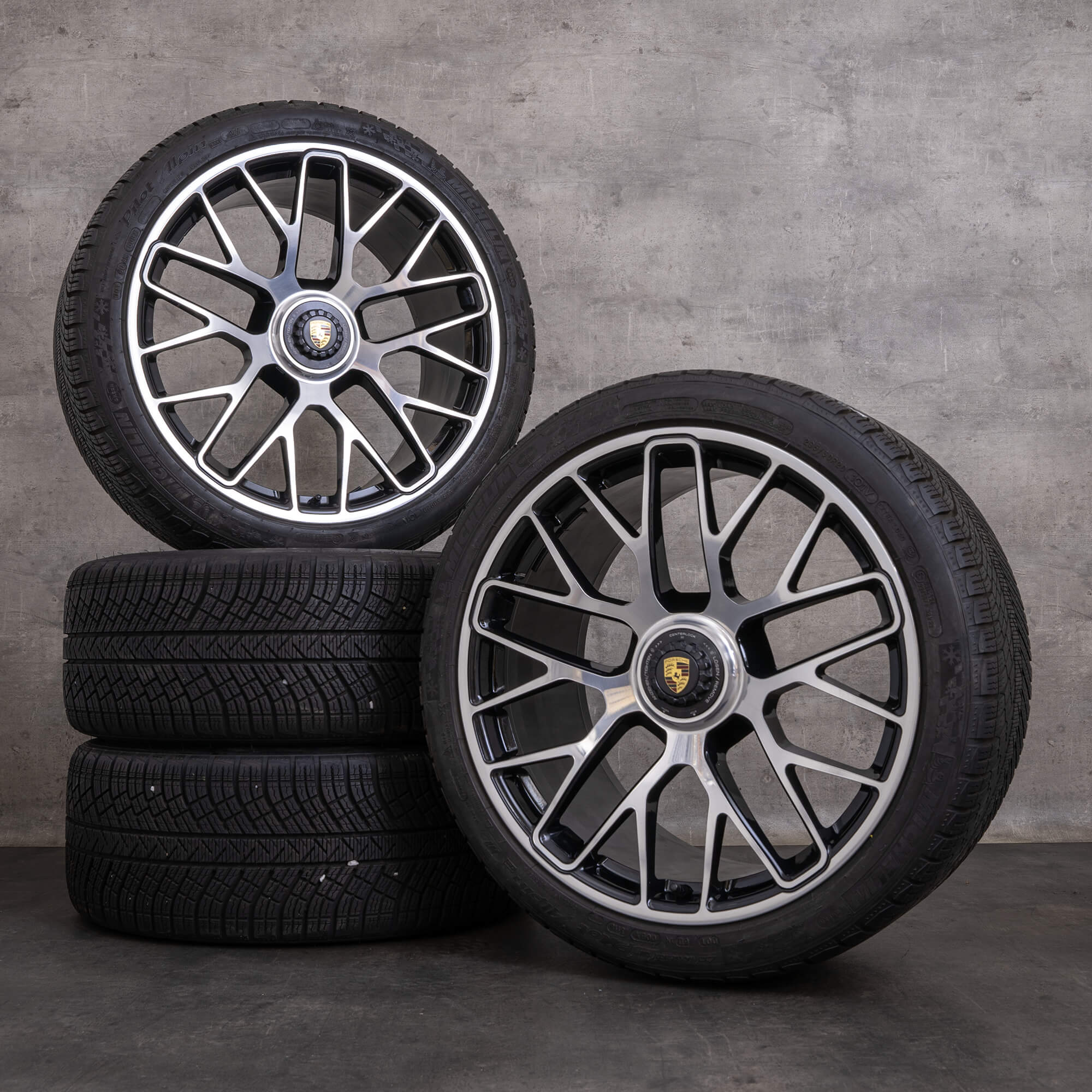 Original Porsche 911 Winterräder 20 Zoll 991 I II Turbo S Felgen 99136216134 99136216634 schwarz glanzgedreht