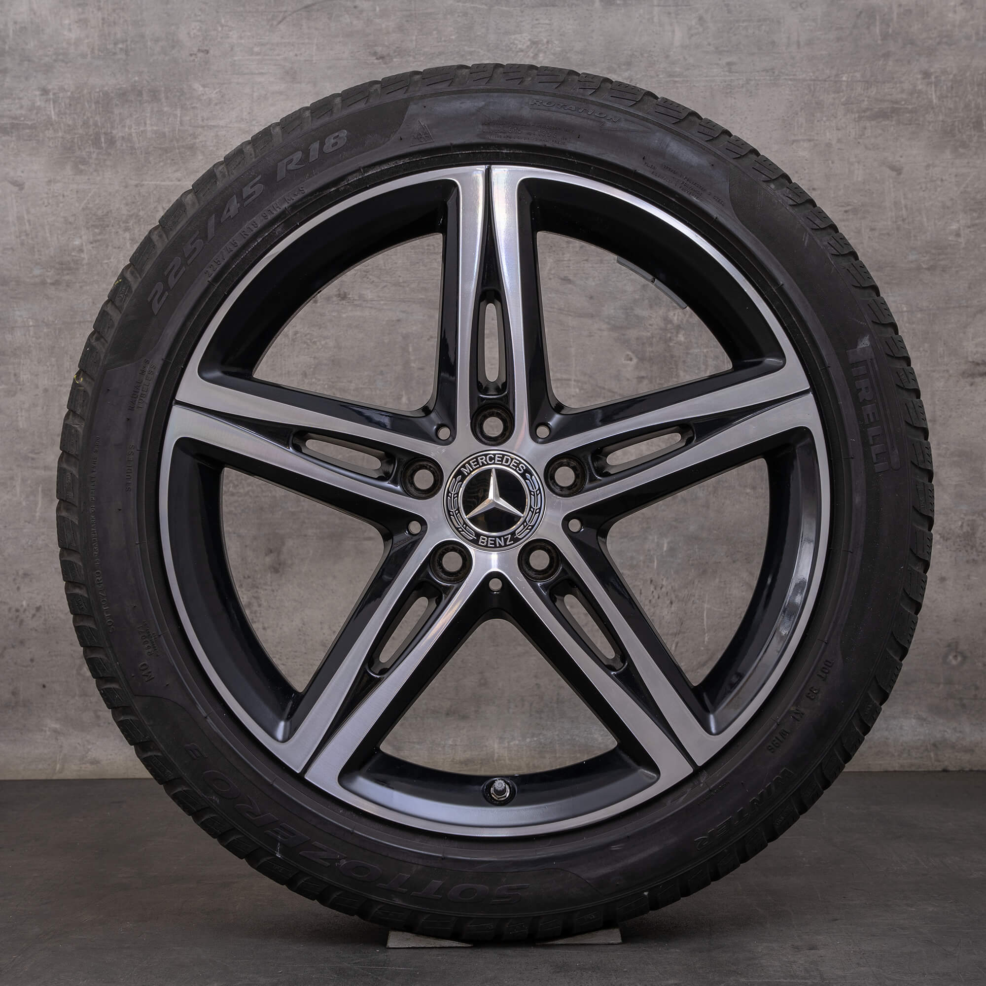 Orijinal Mercedes Benz A B Sınıfı CLA AMG kış jant lastik 18 inç W177 V177 W247 W118 X118 C118 jantlar A1774010700 siyah parlak tornalanmış