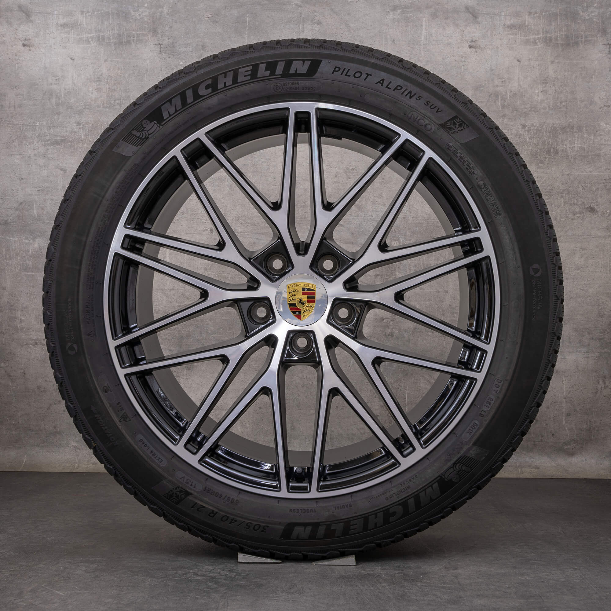 Original Porsche Cayenne Winterräder 21 Zoll 9YA E3 II RS Spyder Felgen 9Y0601025CD 9Y0601025CE schwarz matt glanzgedreht