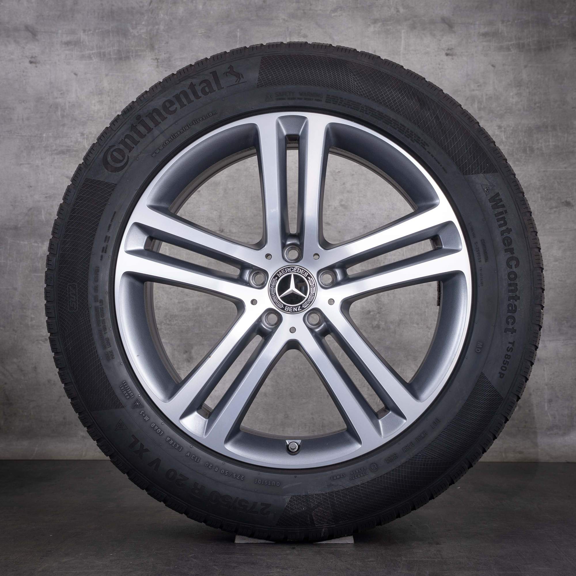 Original Mercedes-Benz GLE vinterhjul 20 tum X167 C167 fälgar A1674012400 A1674012500 himalaya grey fram frontpolerad