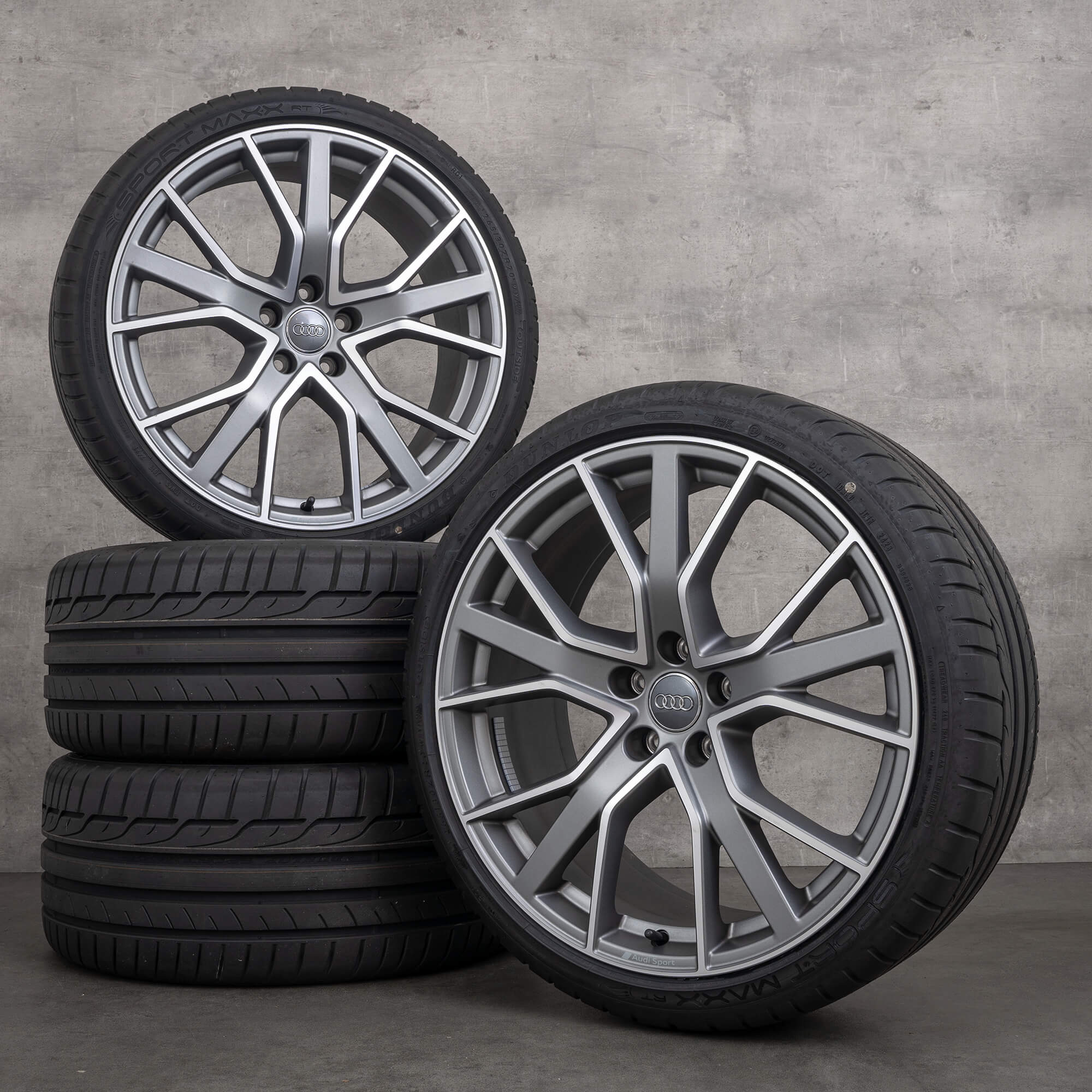 Original Audi A5 S5 Jantes 20 pouces F5 8W B9 Roues d'été 8W0601025EG titane mat brillant NEUF