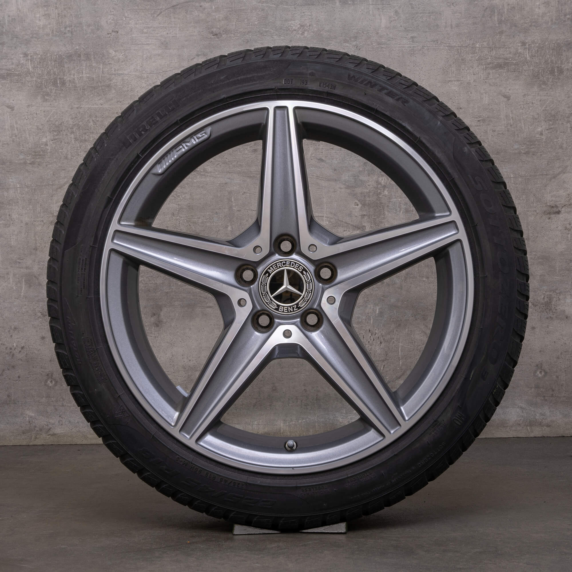 Llantas originales AMG Mercedes Benz Clase C completas de invierno 18 pulgadas W205 S205 C205 A205 A2054011100 gris himalaya torneado brillante