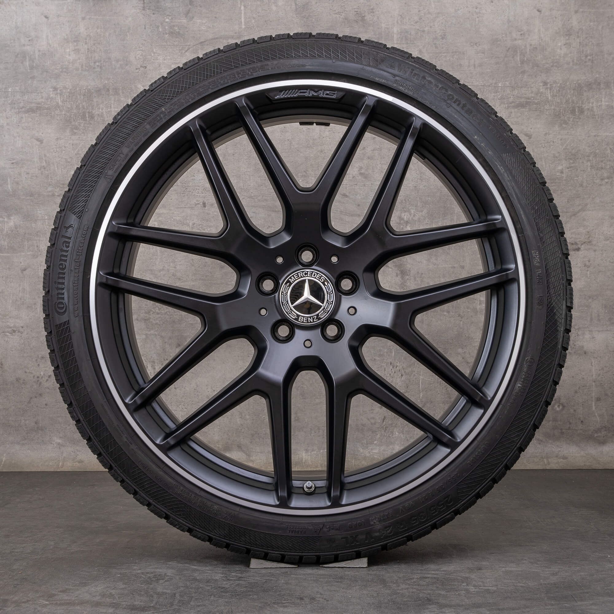 Originale Mercedes-Benz GLA GLB AMG 35 45 vinterhjul, 21 tommer, H247 X247 felger, A2474012300, matt svart, frontpolert
