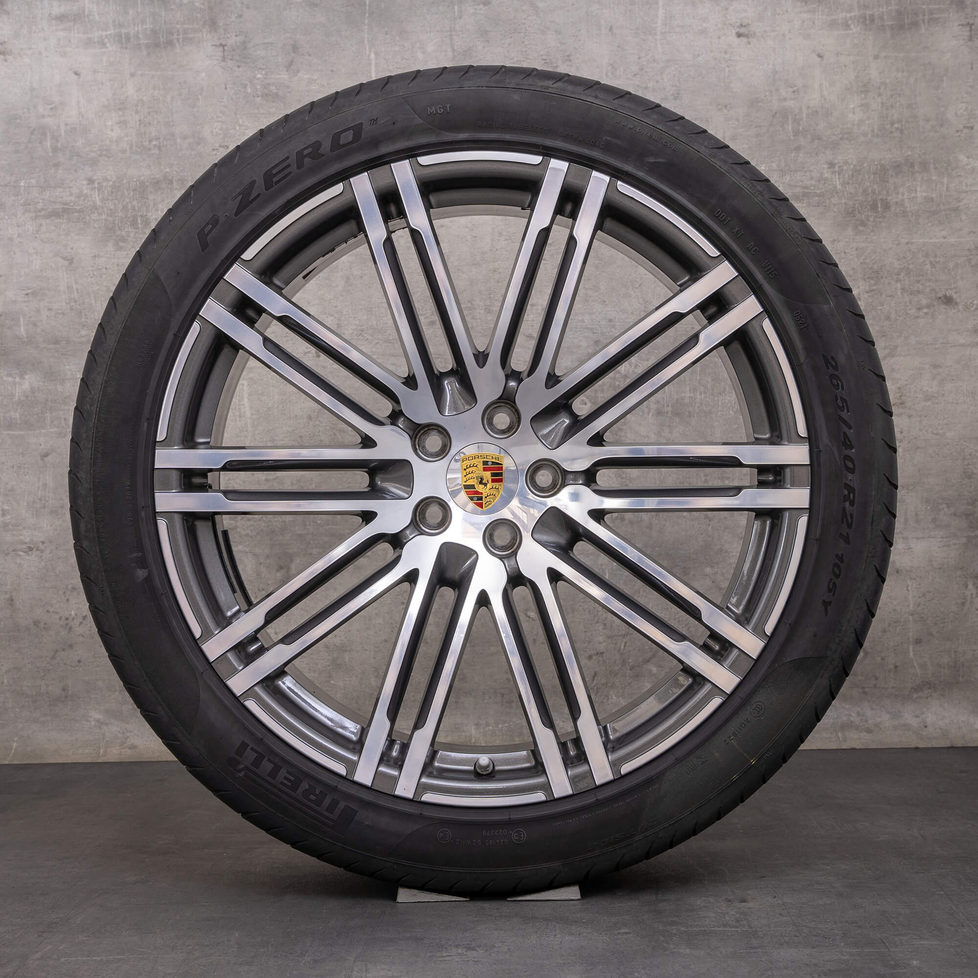 Original Porsche Macan I Felgen 21 Zoll Sommerräder 95B601025AT 95B601025BA titan glanzgedreht