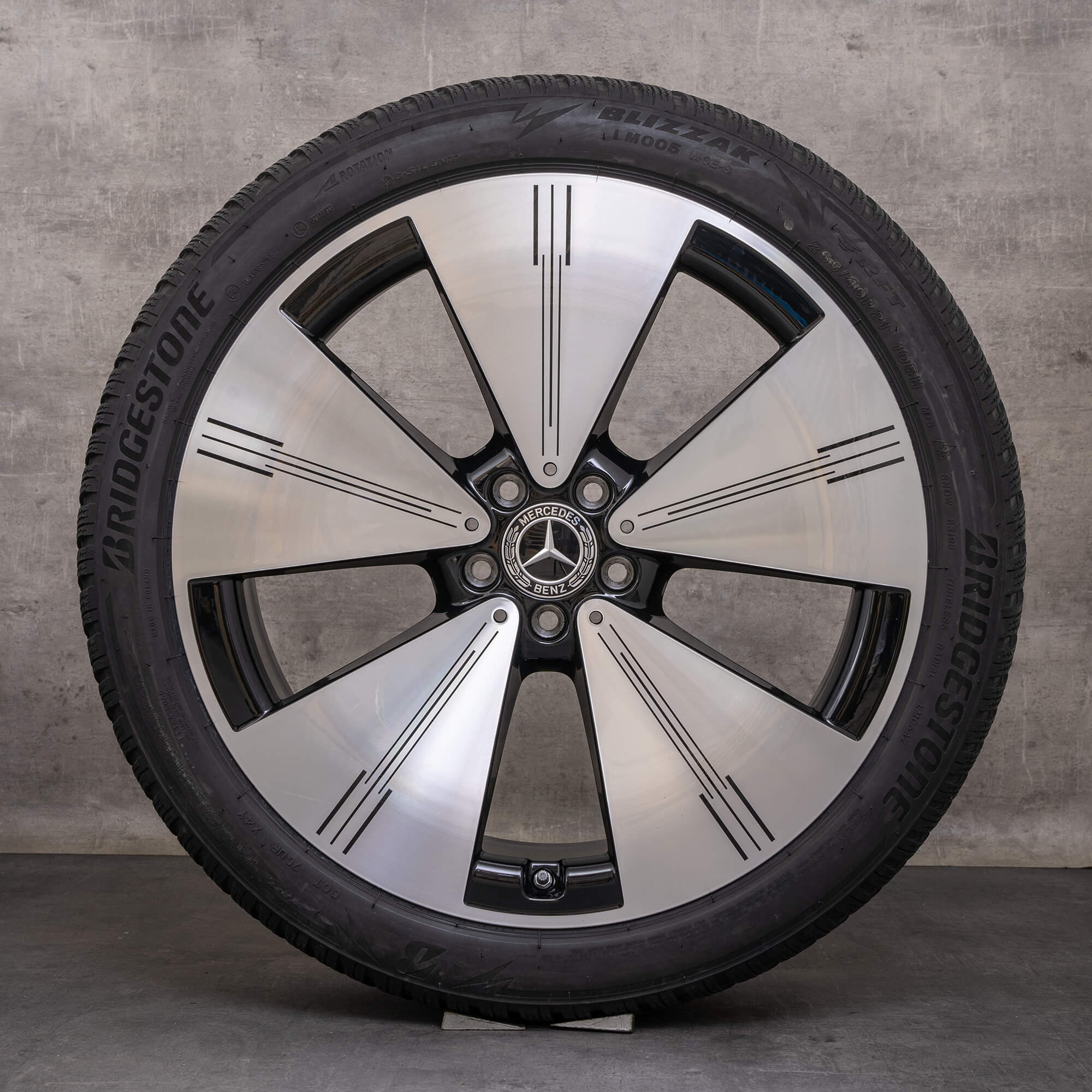 Original Mercedes Benz EQS Winterrder 21 pulgadas V297 llantas A2974011100 negro brillante torneado