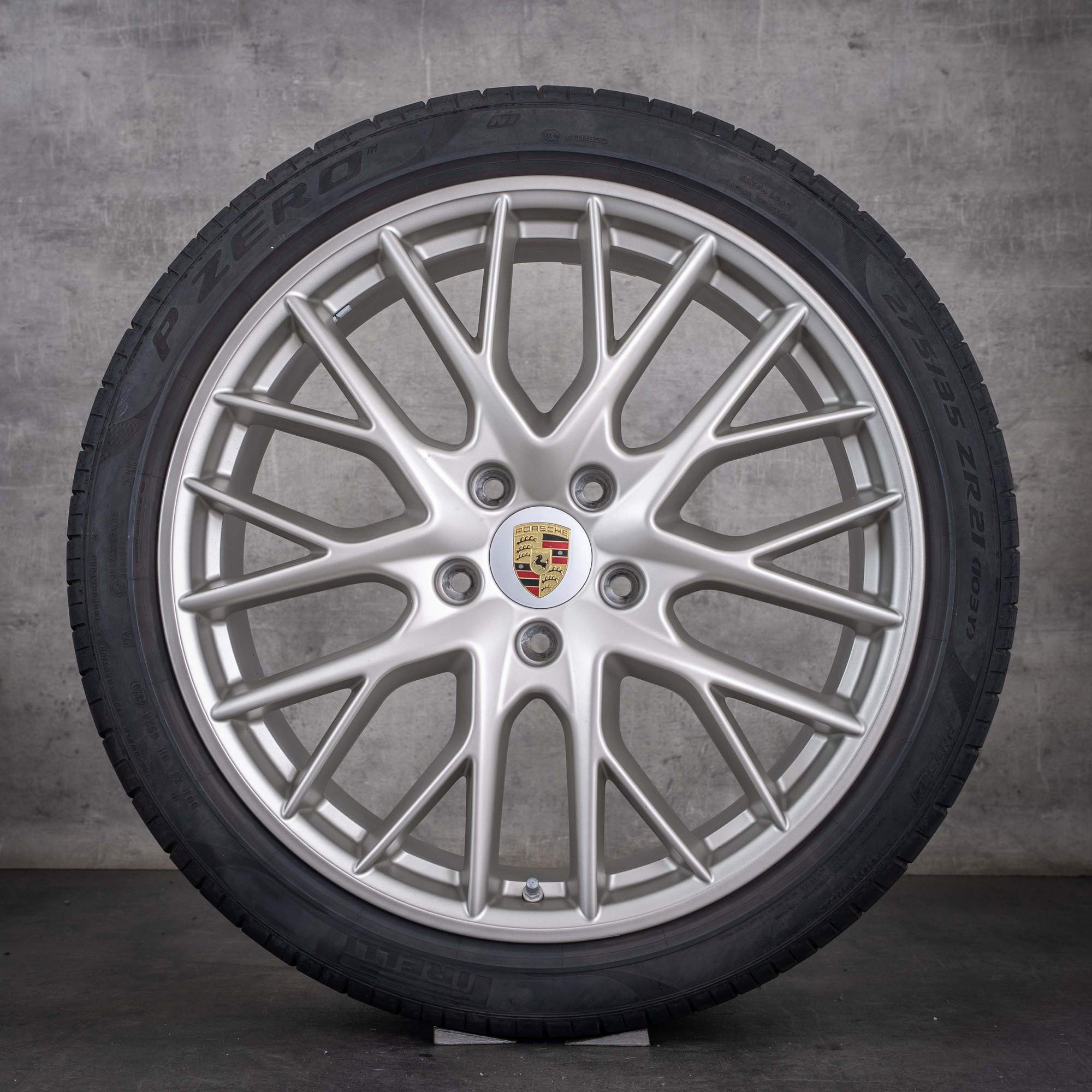 Originale Porsche Panamera vinterhjul 21 tommer 971 G2 fælge 971601025D 971698025A mat sølv