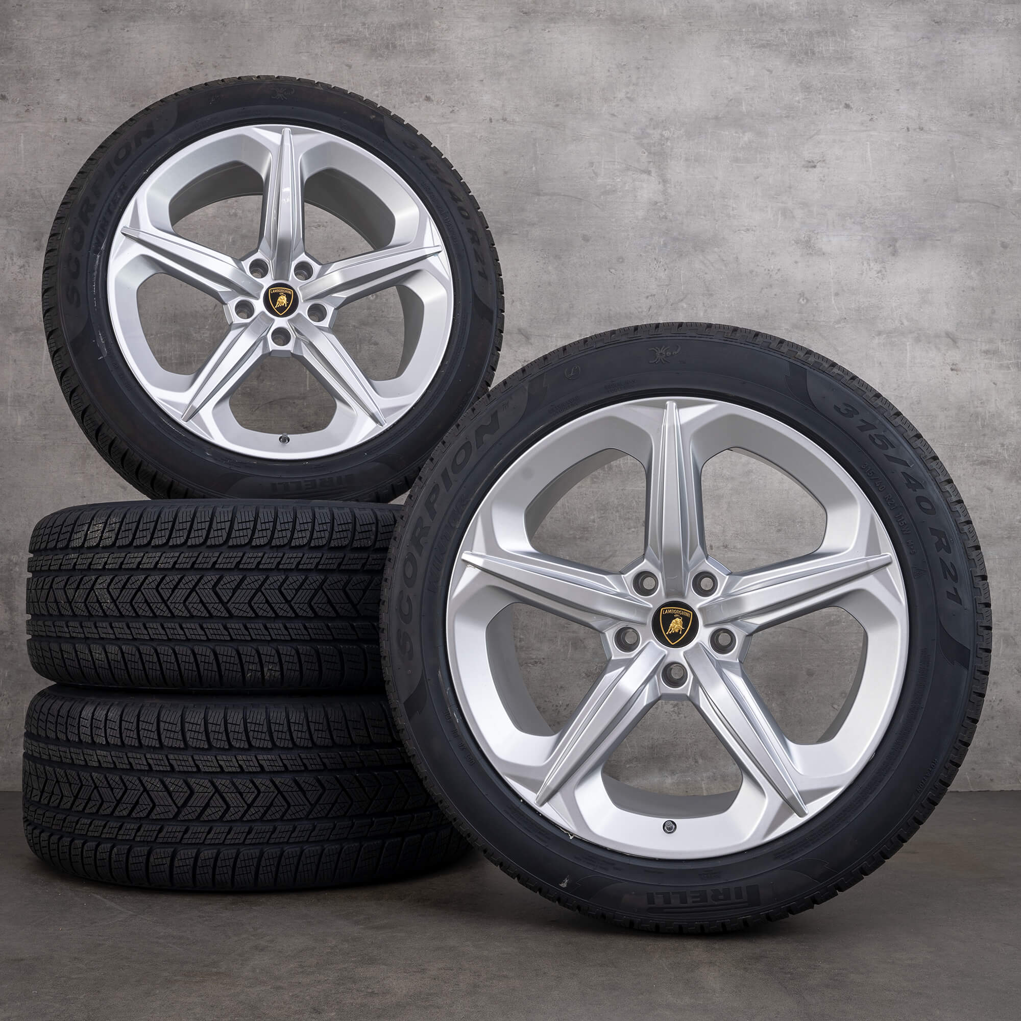 Originale Lamborghini Urus vinterhjul 21 tommers felger 4ML601025B 4ML601025A sølv