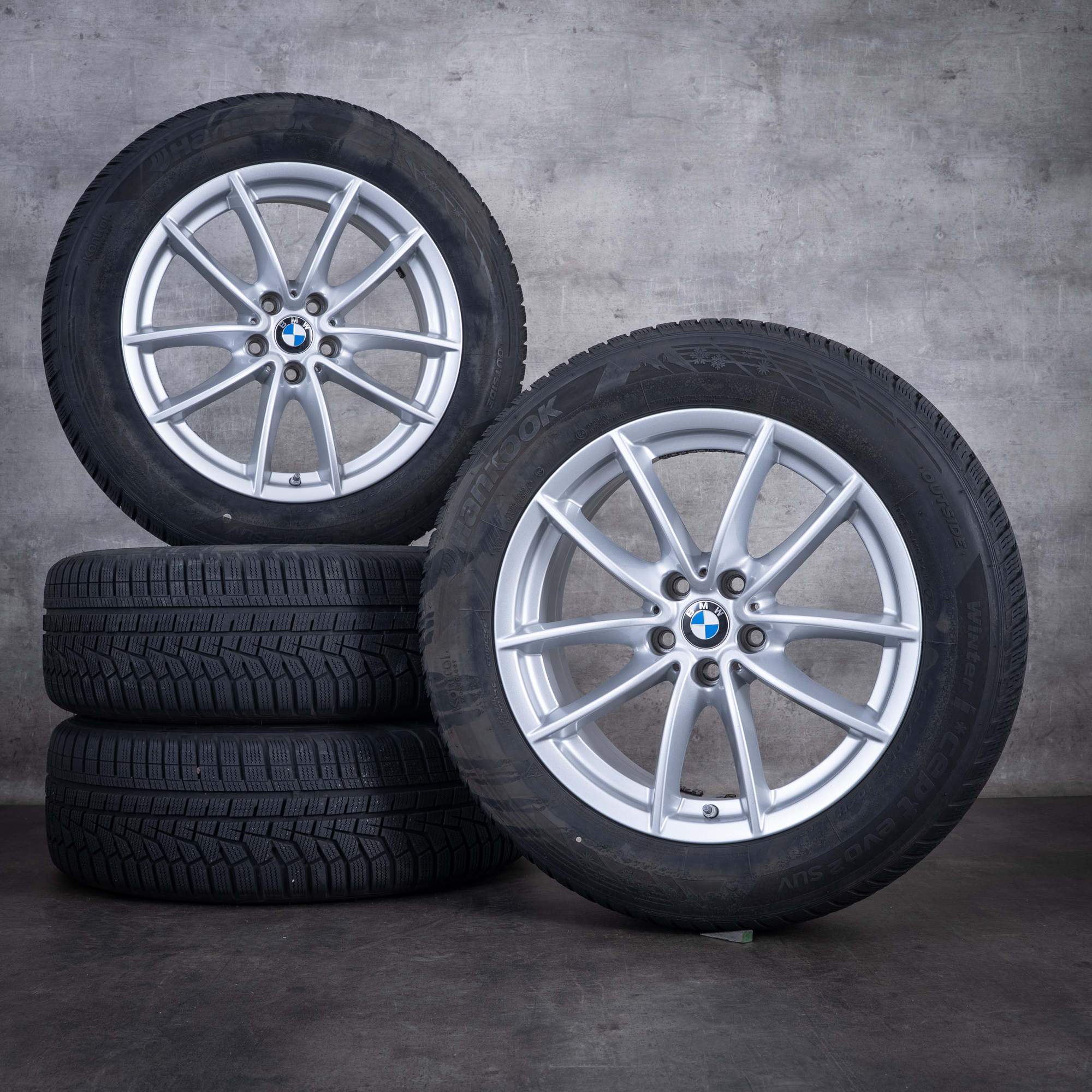 Pneus de inverno originais BMW X3 X4 de 18 polegadas modelos G01 G02 estilo 617 6880047 prateado brilhante