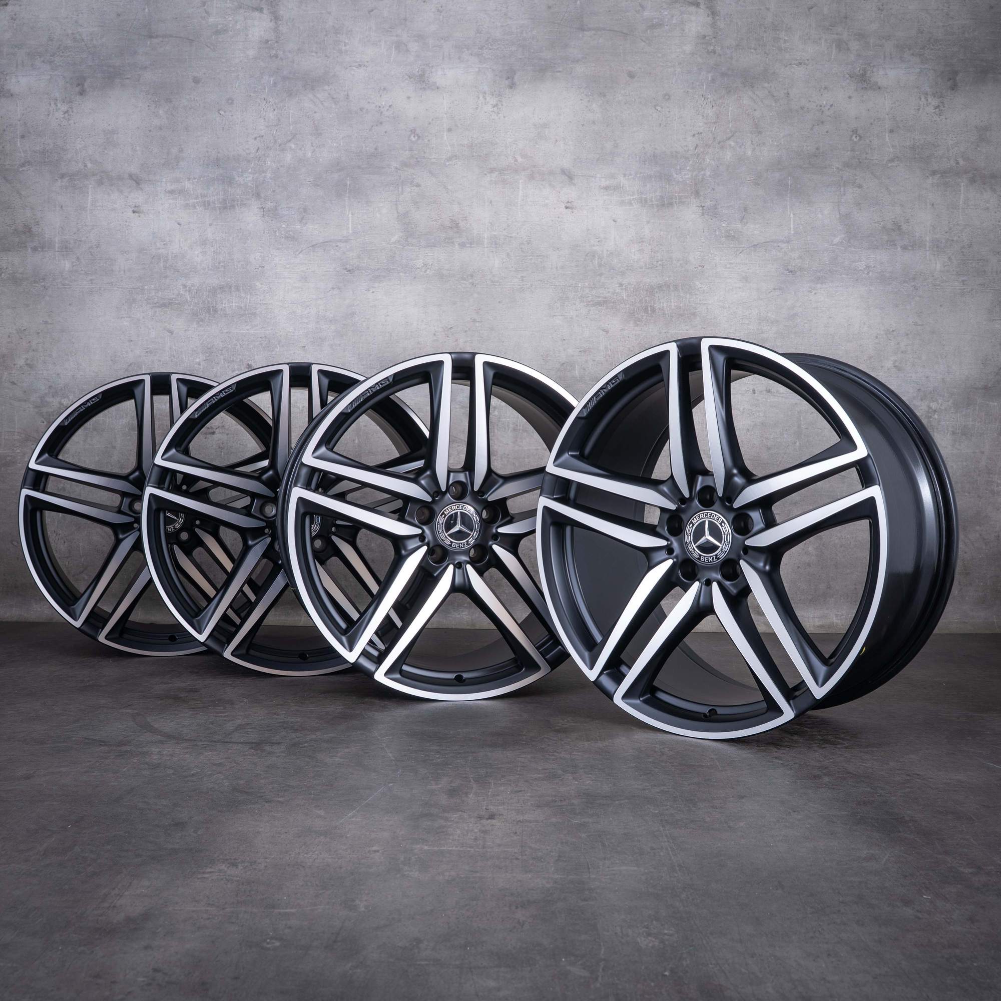 OEM Mercedes-Benz E-Class E63 & S AMG 20inch rims W213 S213 A2134012800 A2134012900 Matte Black with Diamond Cut Front Face NEW