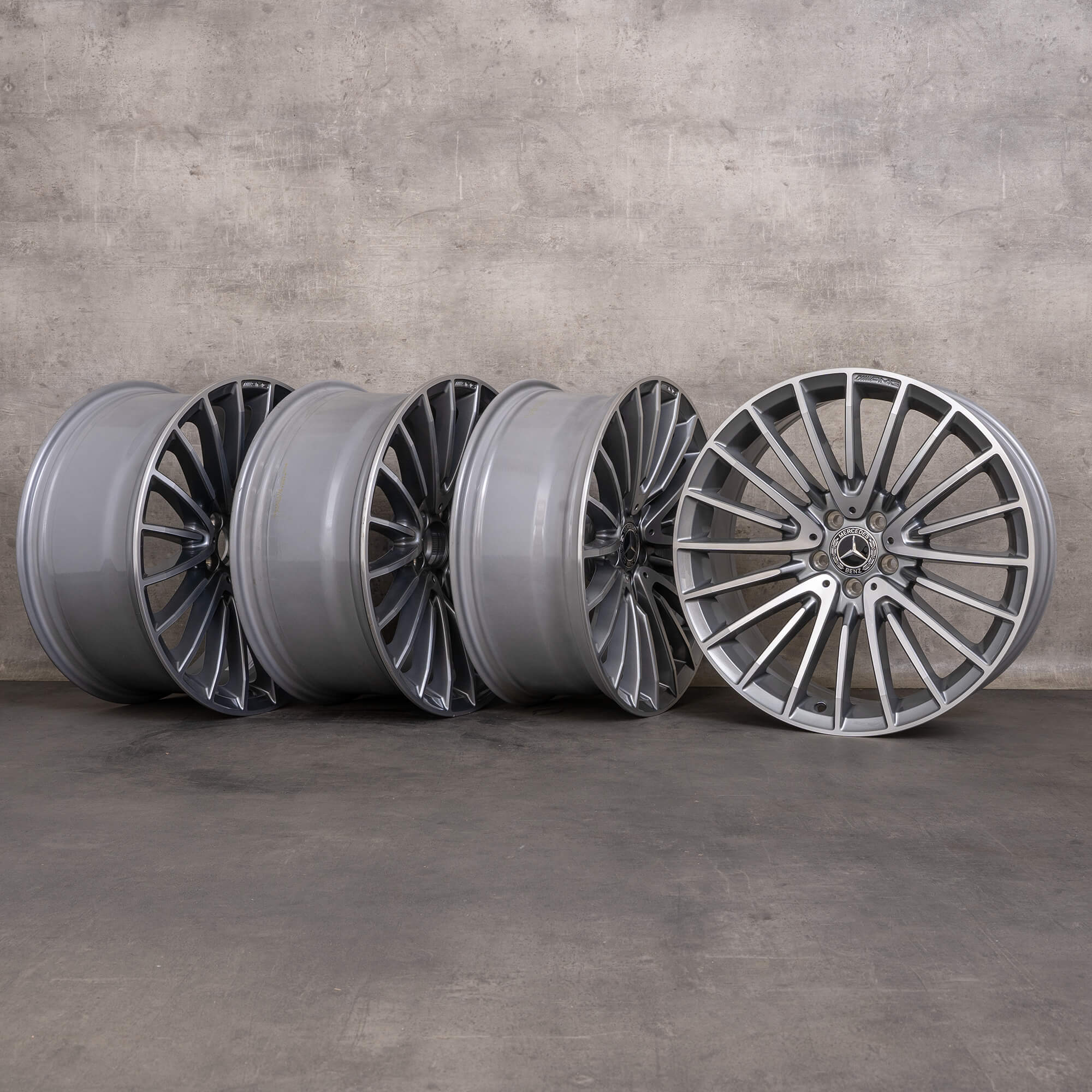 OEM Mercedes Benz AMG CLS 53 4Matic rims 20 inch C257 A2574014200 A2574014300 himalaya gray glossy turned
