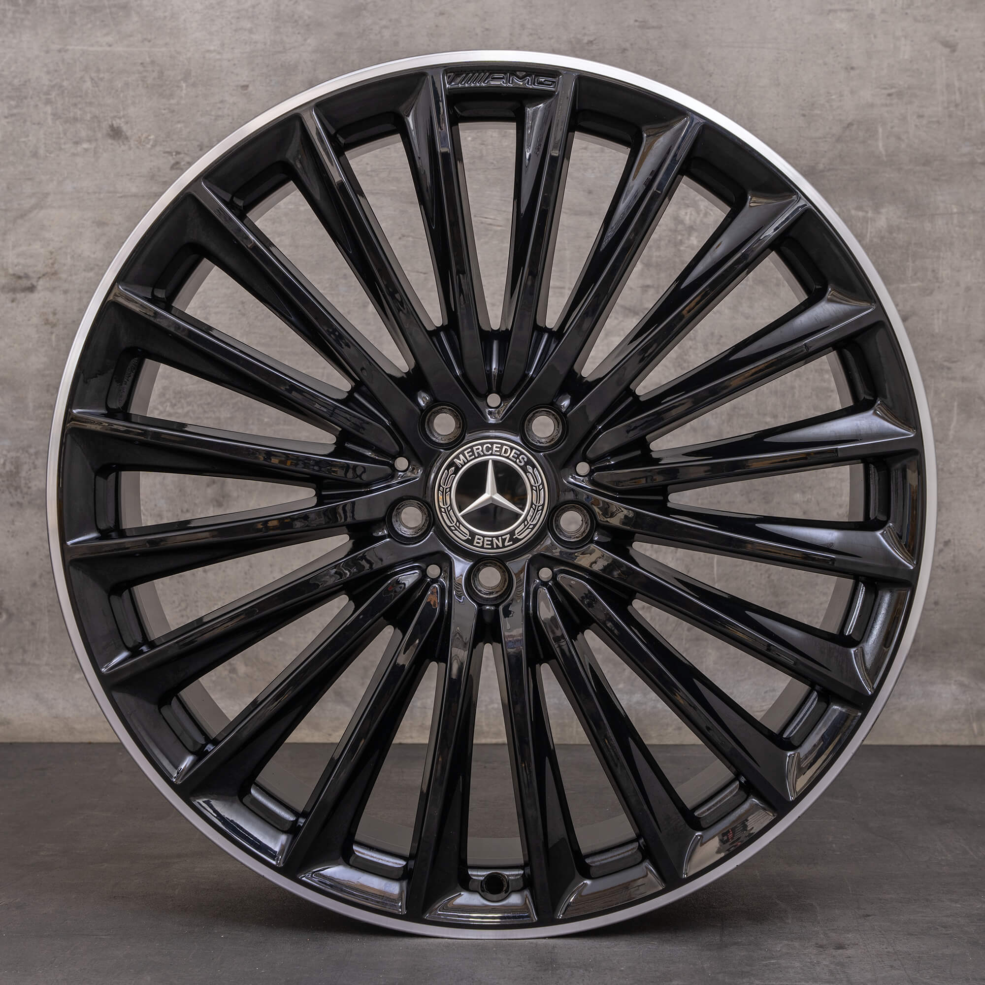 Orijinal Mercedes Benz EQE AMG jantlar 21 inç V295 Sedan A2954012500 A2954012600 siyah parlak tornalanmış