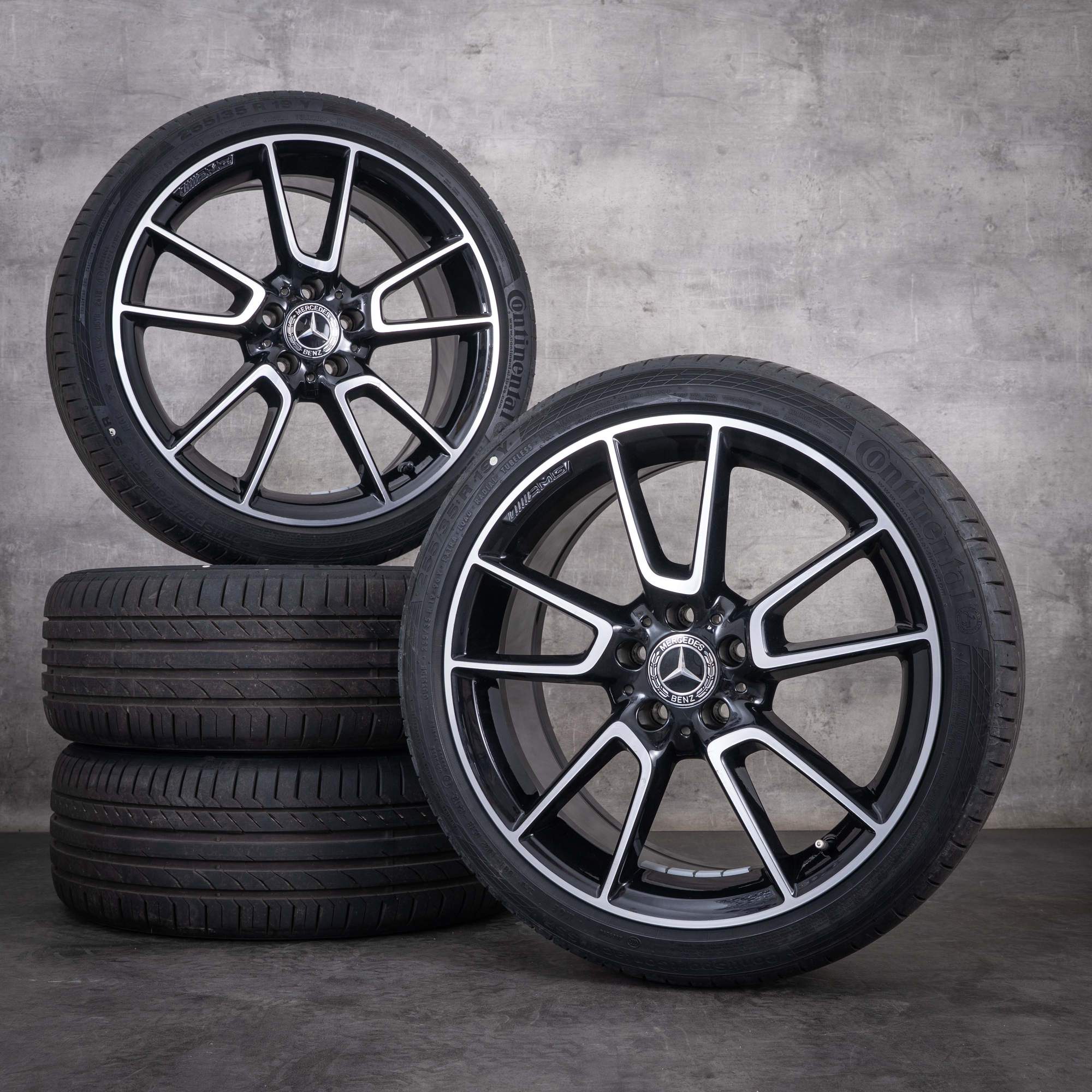 OEM Mercedes-Benz C-Class AMG 19inch summer wheels W205 S205 C205 A205 A2054012200 A2054012300 diamond cut black
