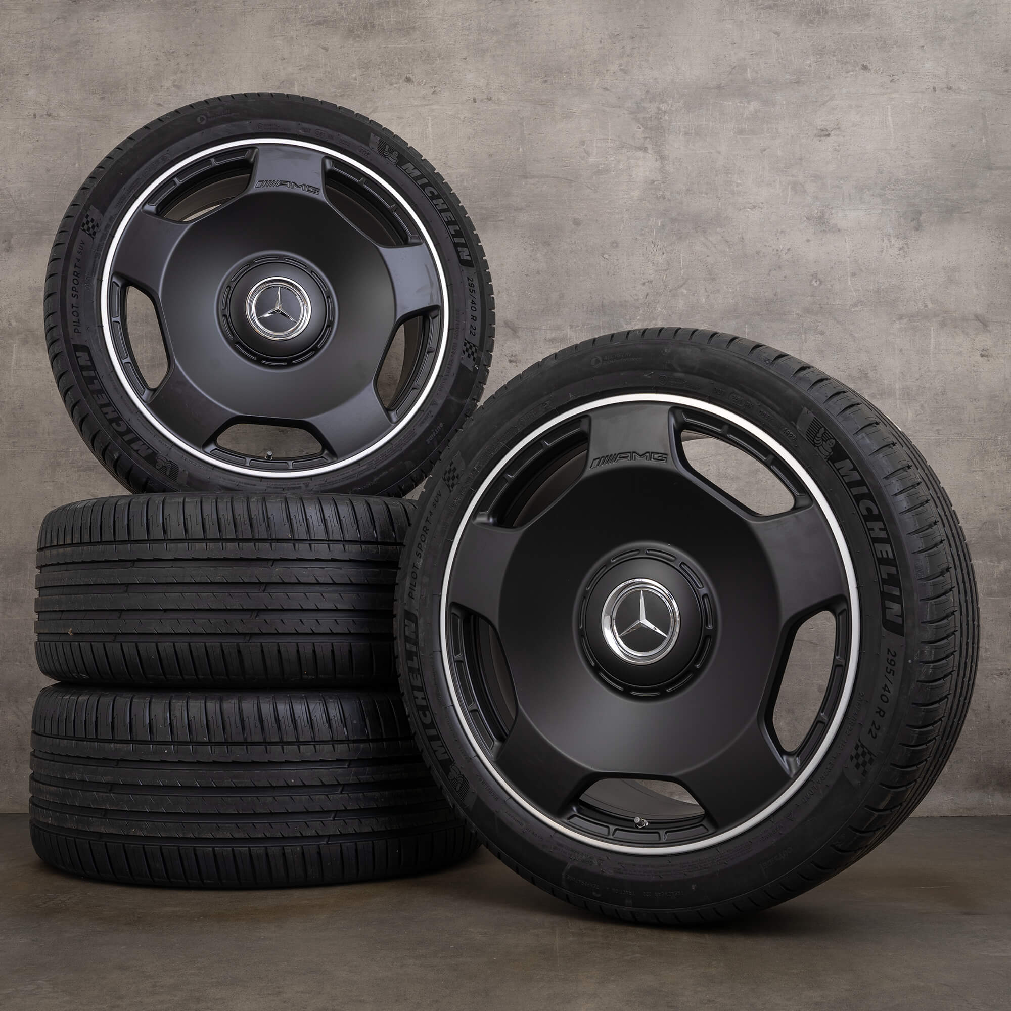 OEM Mercedes Benz G-Class G63 AMG rims 22 inch W463 W465 summer wheels monoblock A4634014100 black matt glossy turned NEW