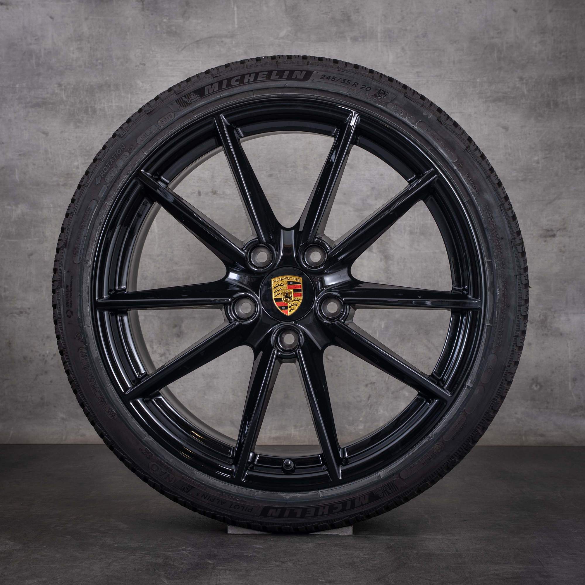 Porsche 992 I Winterräder 20 21 Zoll Felgen 992601025C 992601025E Carrera S Rad schwarz glanz - Rad 2 von 4